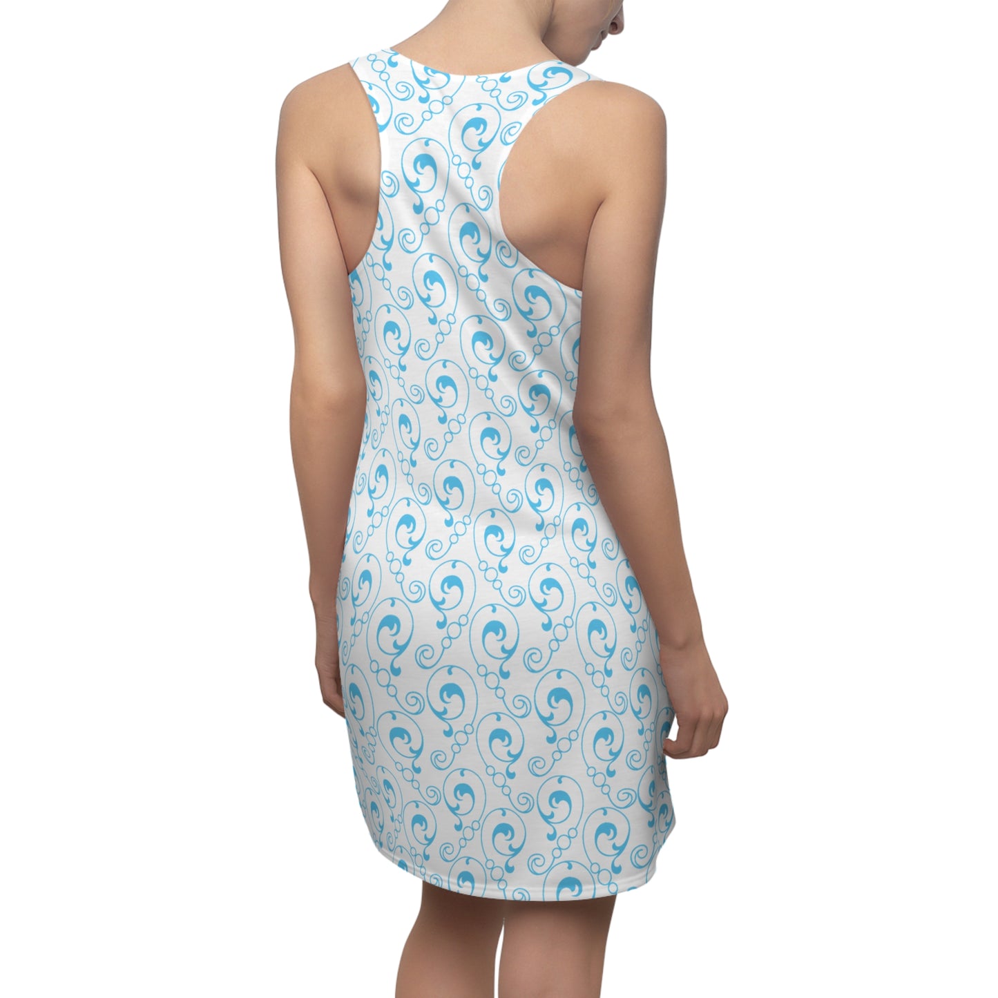 Aqua Swirl Racerback Kleid – Strandkleid mit Wirbelmuster