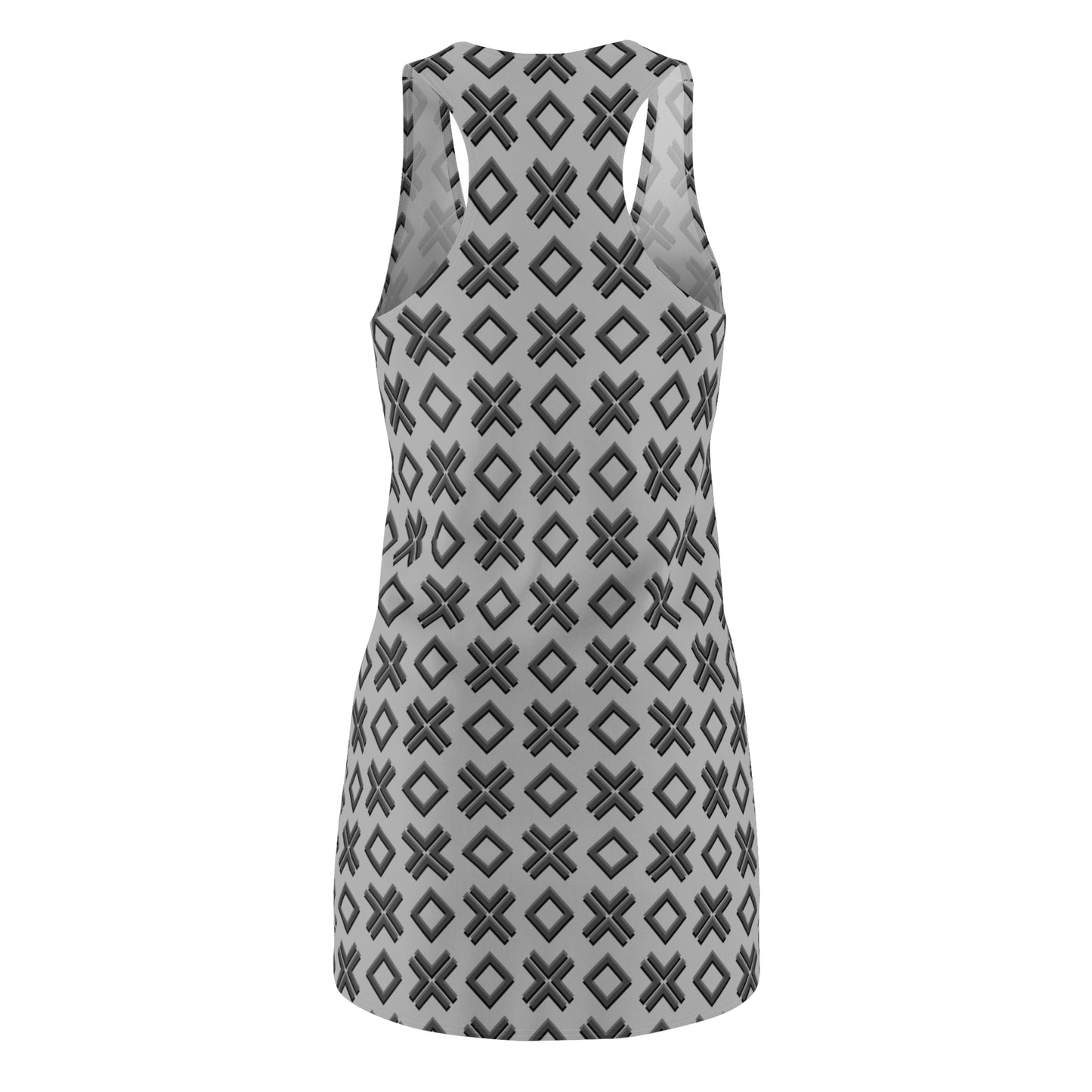 Graues X-Muster Racerback Kleid – Modern & Sommerlich