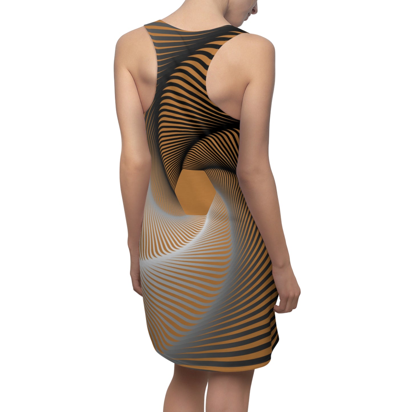 Schwarz Braun Spirale Racerback Kleid – Stilvolles Sommerkleid