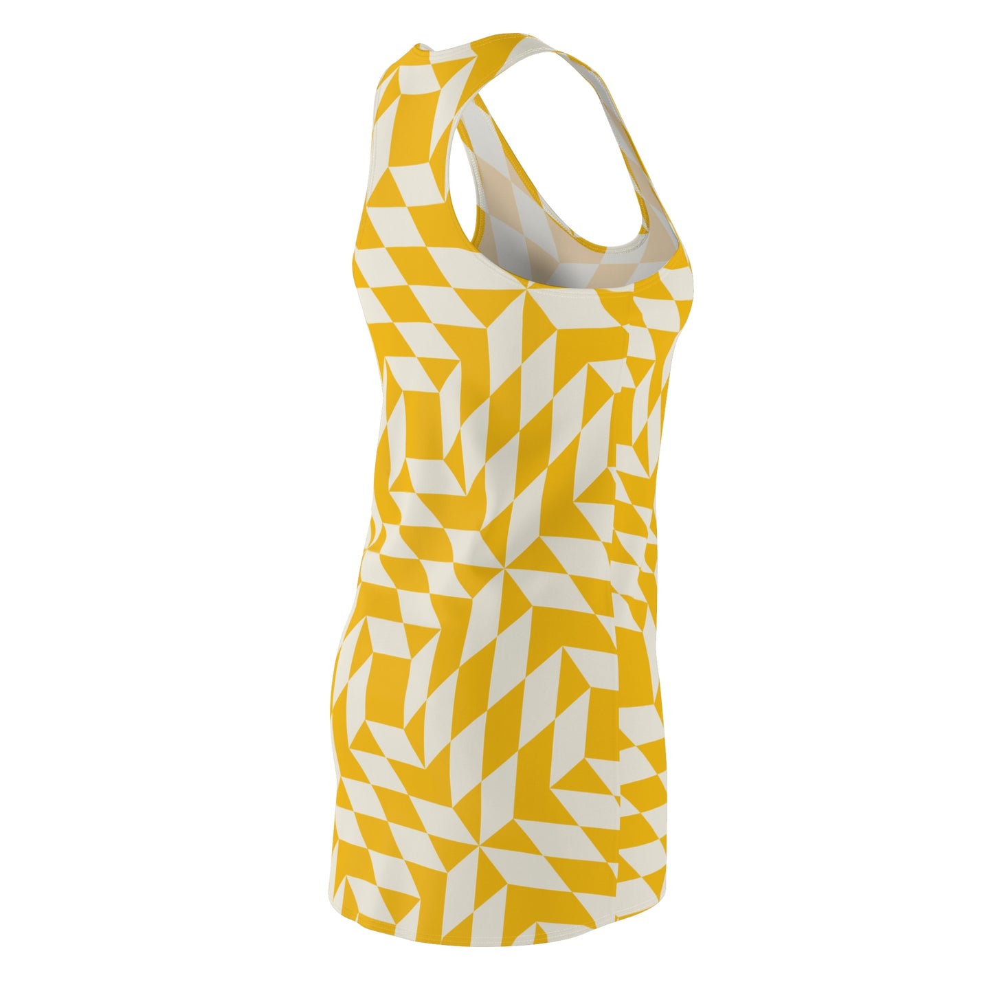 Racerback Kleid Damen – Gelbes Sommerkleid mit geometrischem Muster