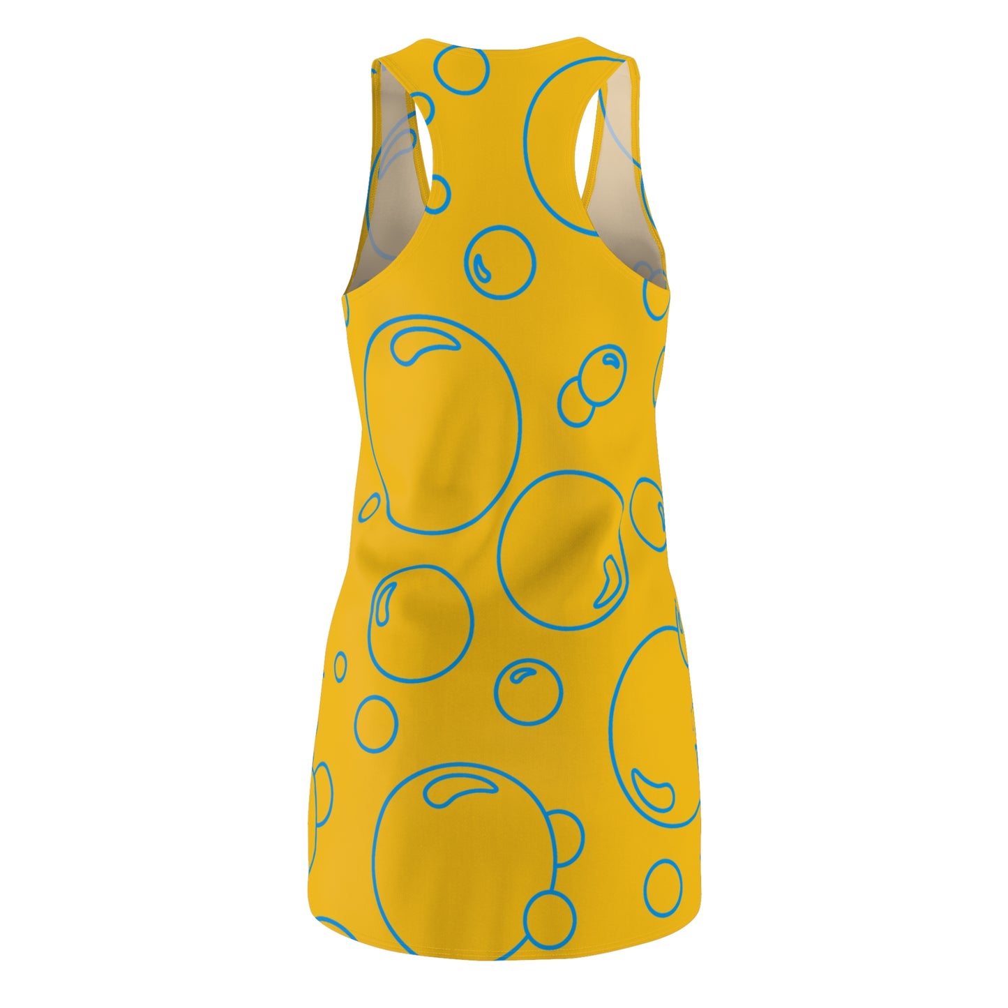 Bubble Print Racerback Kleid – Gelb Blau Sommerkleid