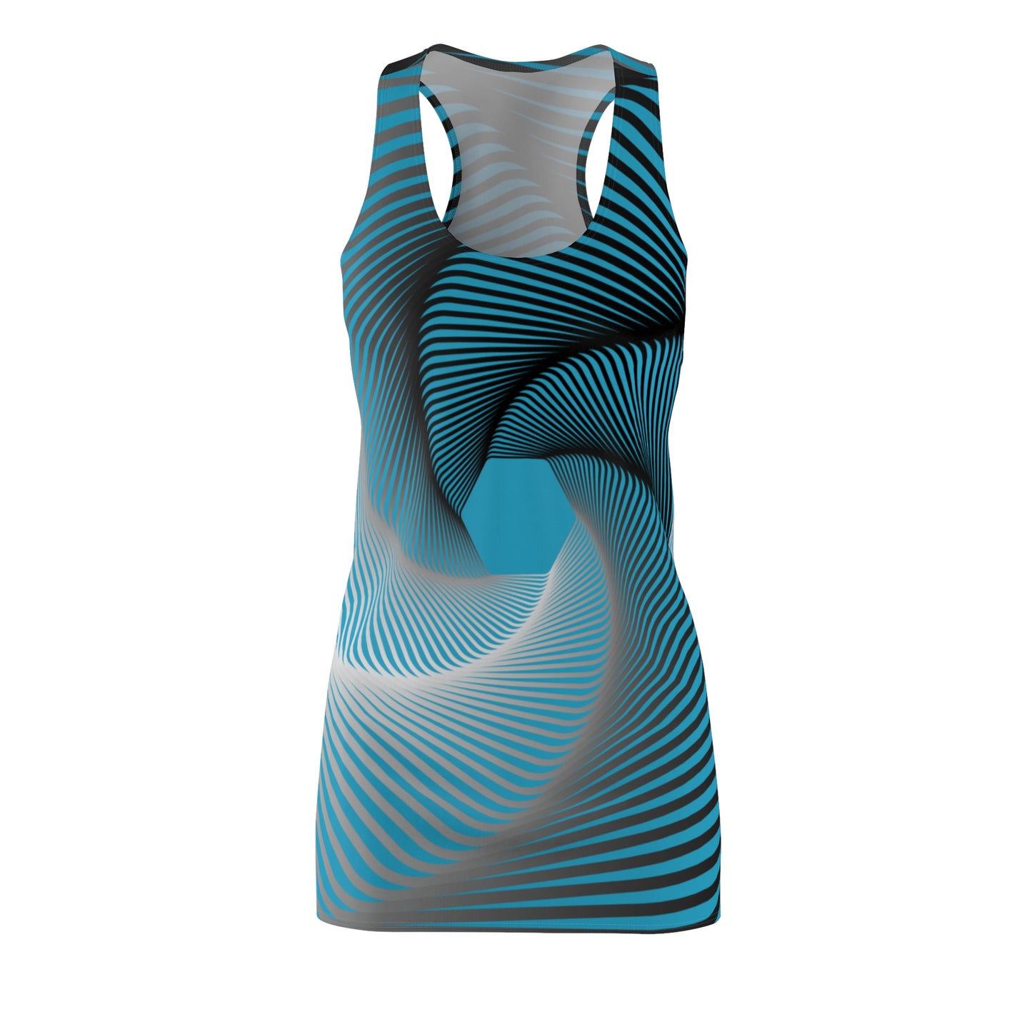 Schwarz Weiß Spirale Racerback Kleid – Stilvolles Sommerkleid Grün