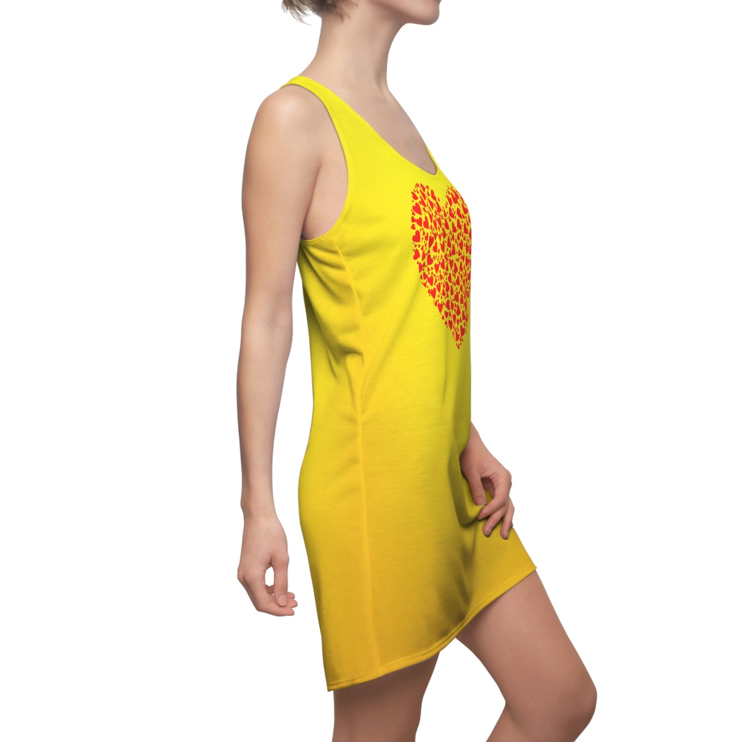 Gelb Herz Print Racerback Kleid – Verspieltes Sommerkleid