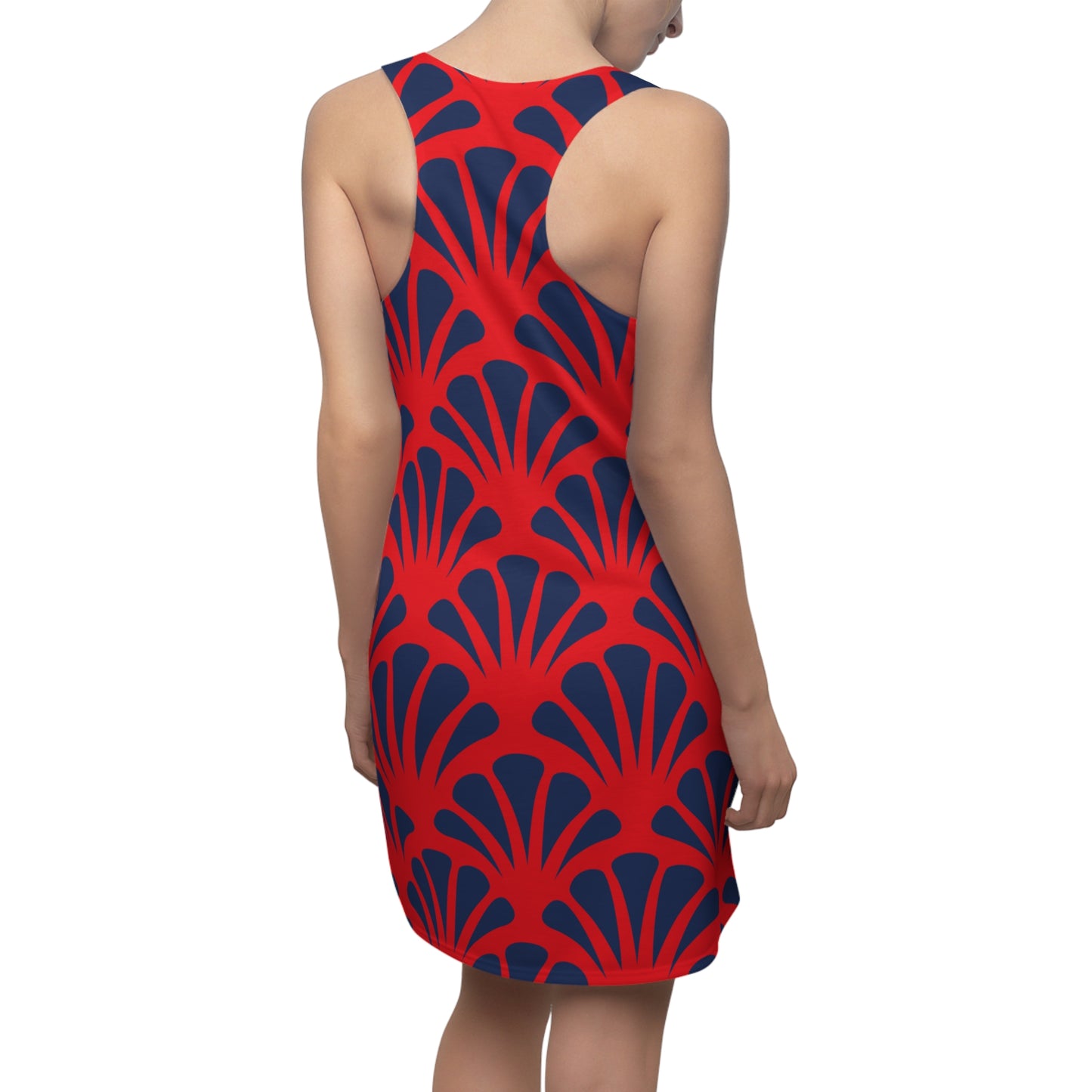 Rotes Damen Kleid Navy Muster Racerback Sommer Strand Casual