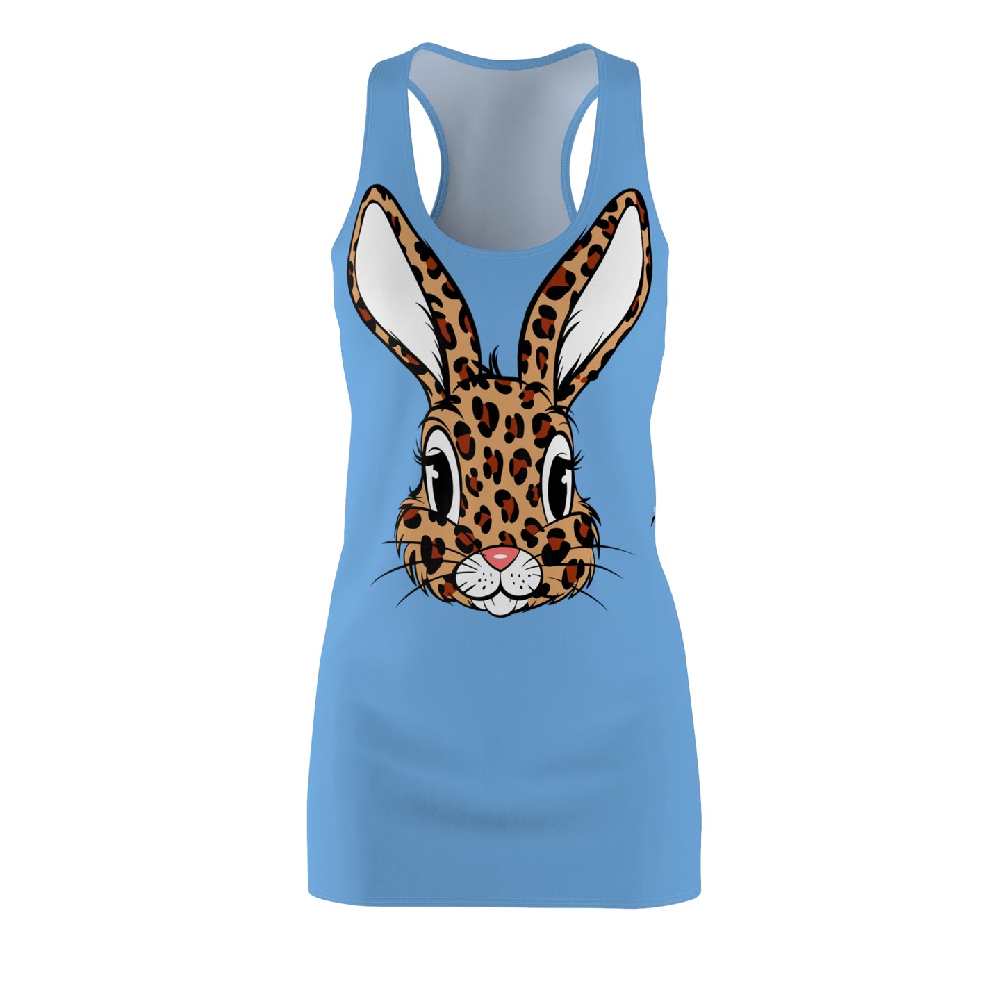 Leoparden Hase Racerback Kleid – Tierisch Hellblau