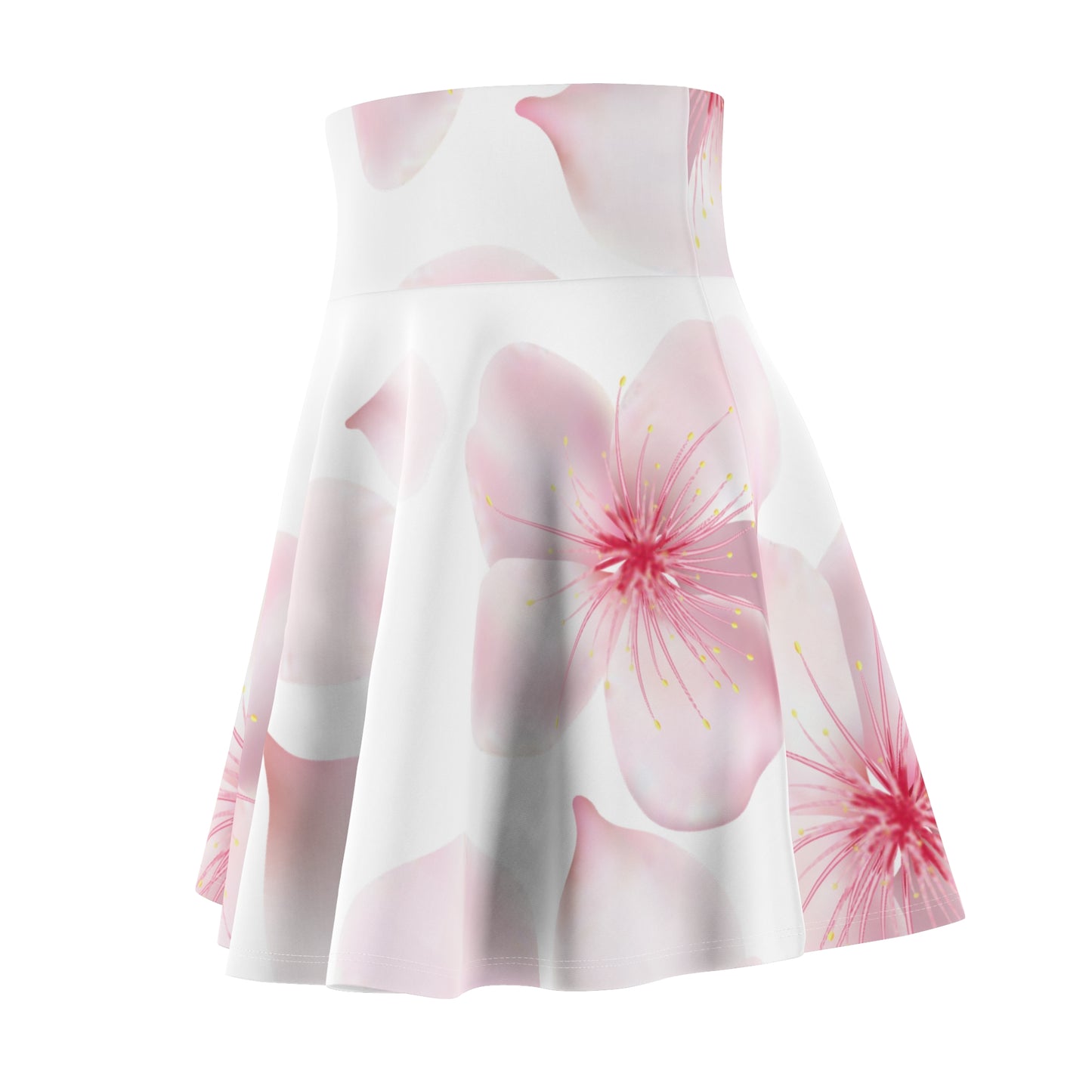 Weißer Damen Rock Blütenmuster Skater Elegant Sommer Casual