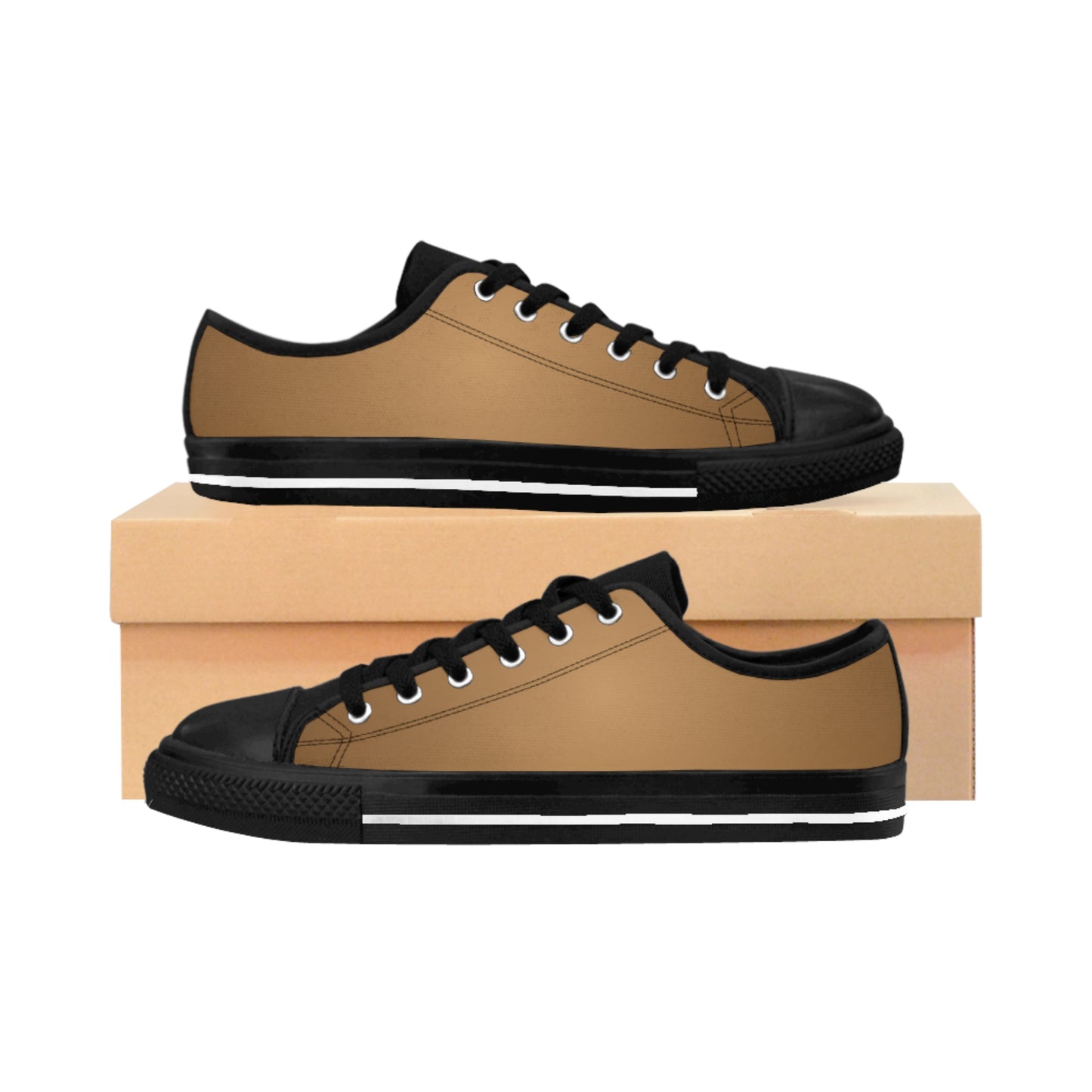 Beige Gradient Canvas Sneakers Women Casual Lace-Up Shoes