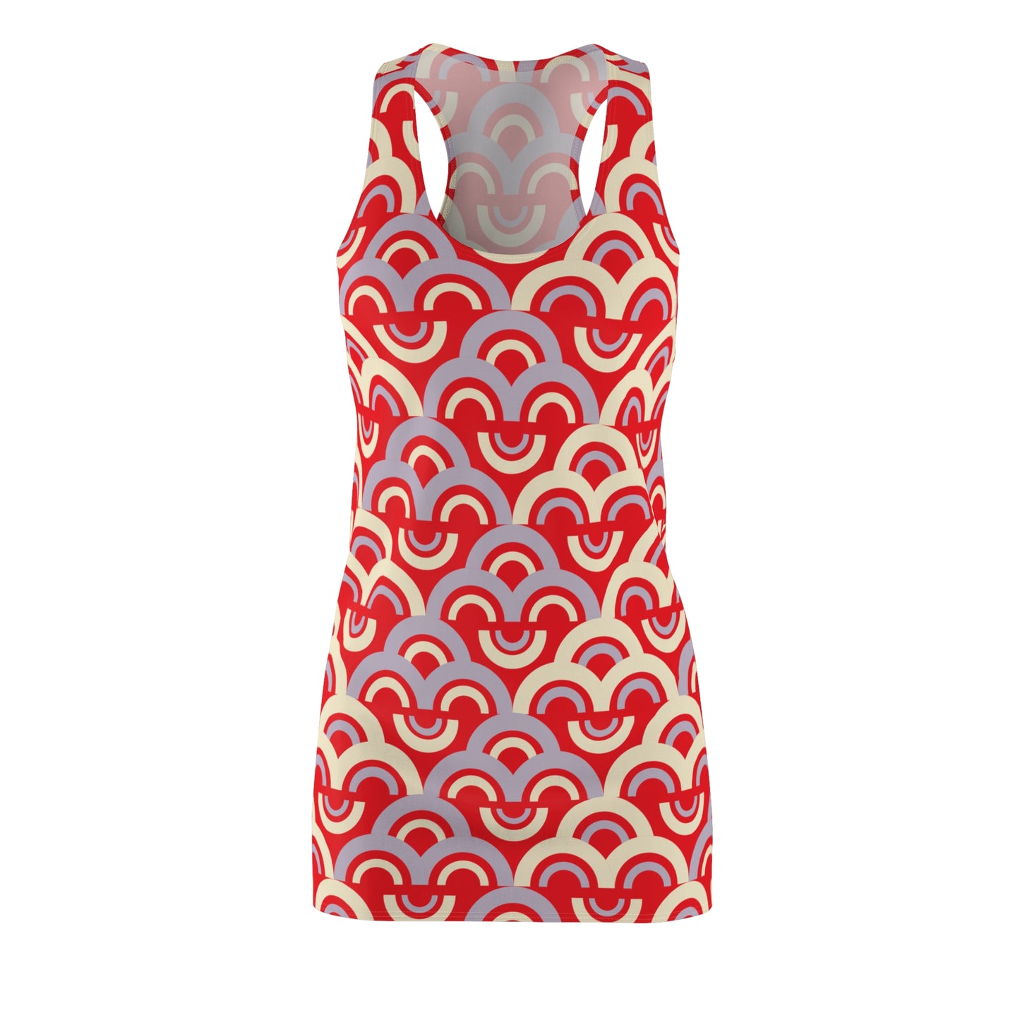 Damen Racerback Kleid rot Pastell Bogenmuster Bequemes Freizeitkleid