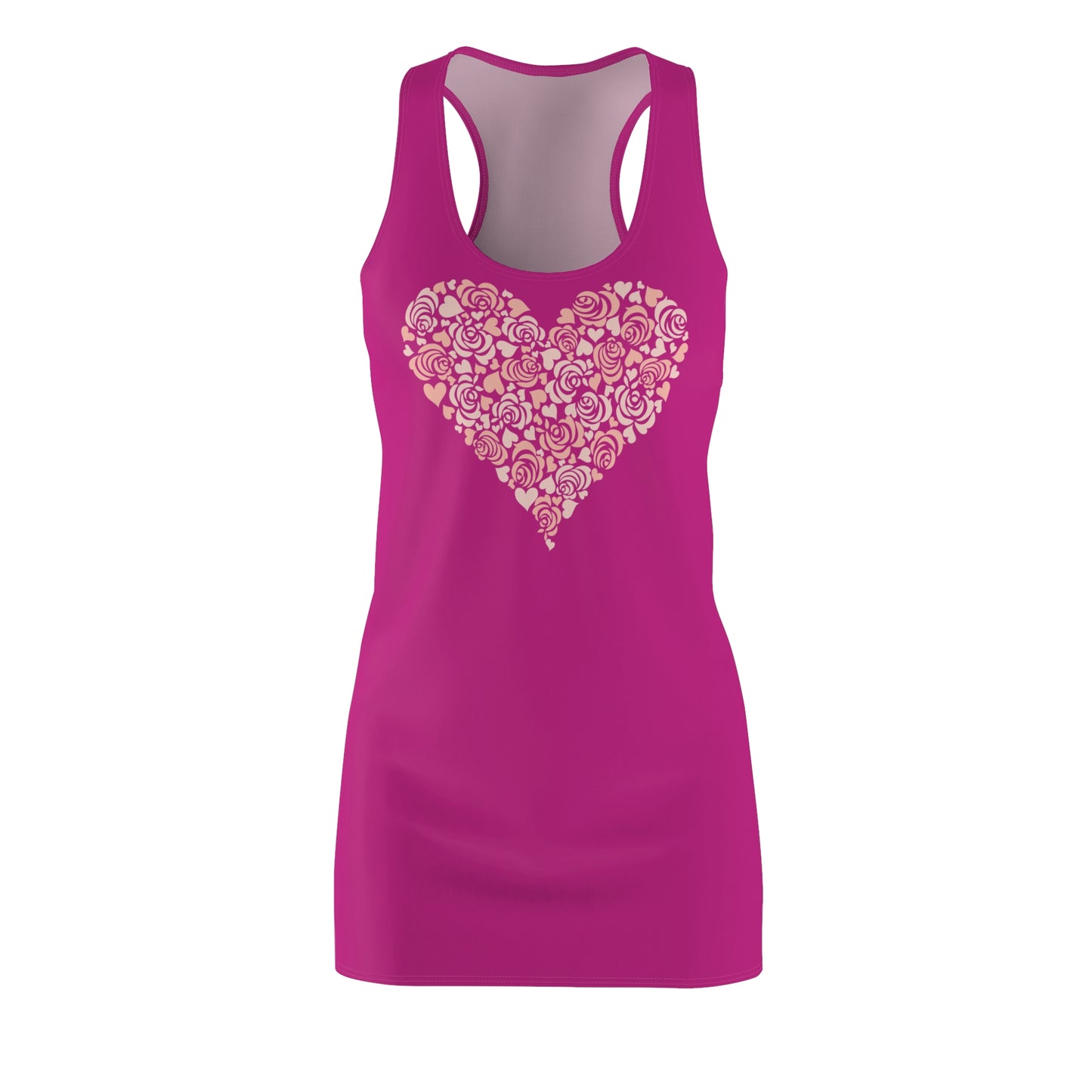 Pink Floral Heart Kleid Racerback Romantisches Sommerkleid