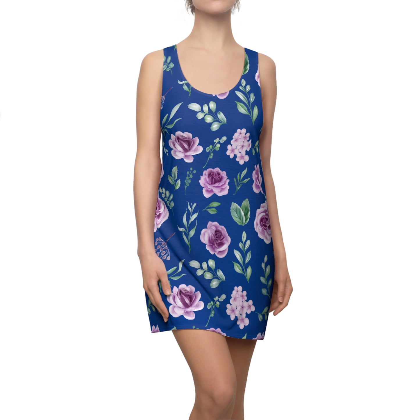 Blau Floral Racerback Kleid – Blumenkleid Sommer Damen