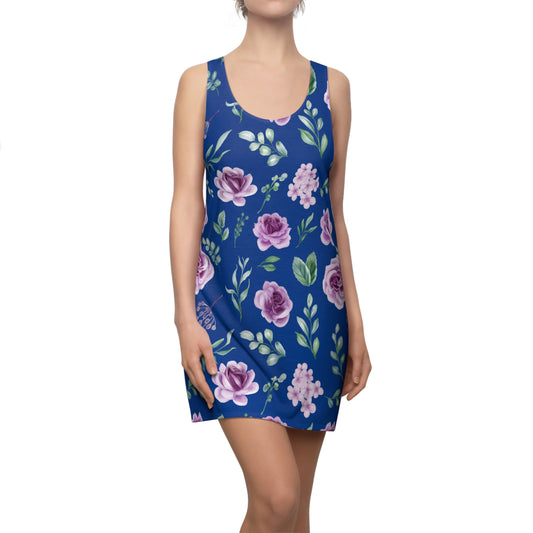Blau Floral Racerback Kleid – Blumenkleid Sommer Damen
