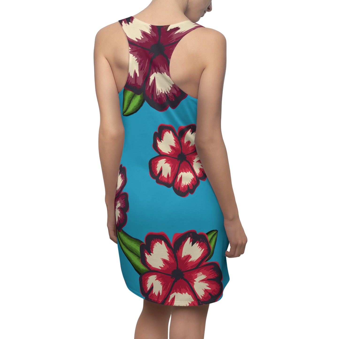 Türkises Hibiskus Racerback Kleid – Stylishes Sommerkleid