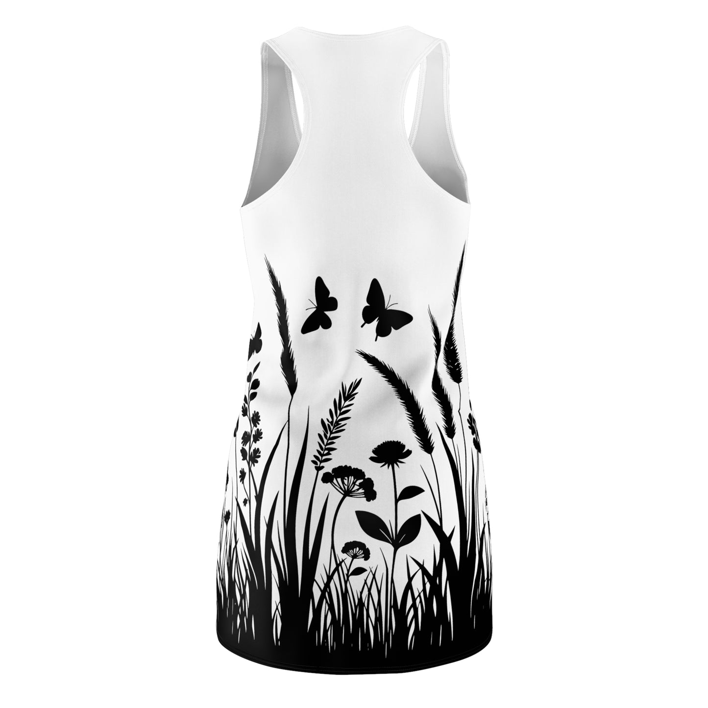 Naturmuster Racerback Kleid – Schmetterling & Blumen Design