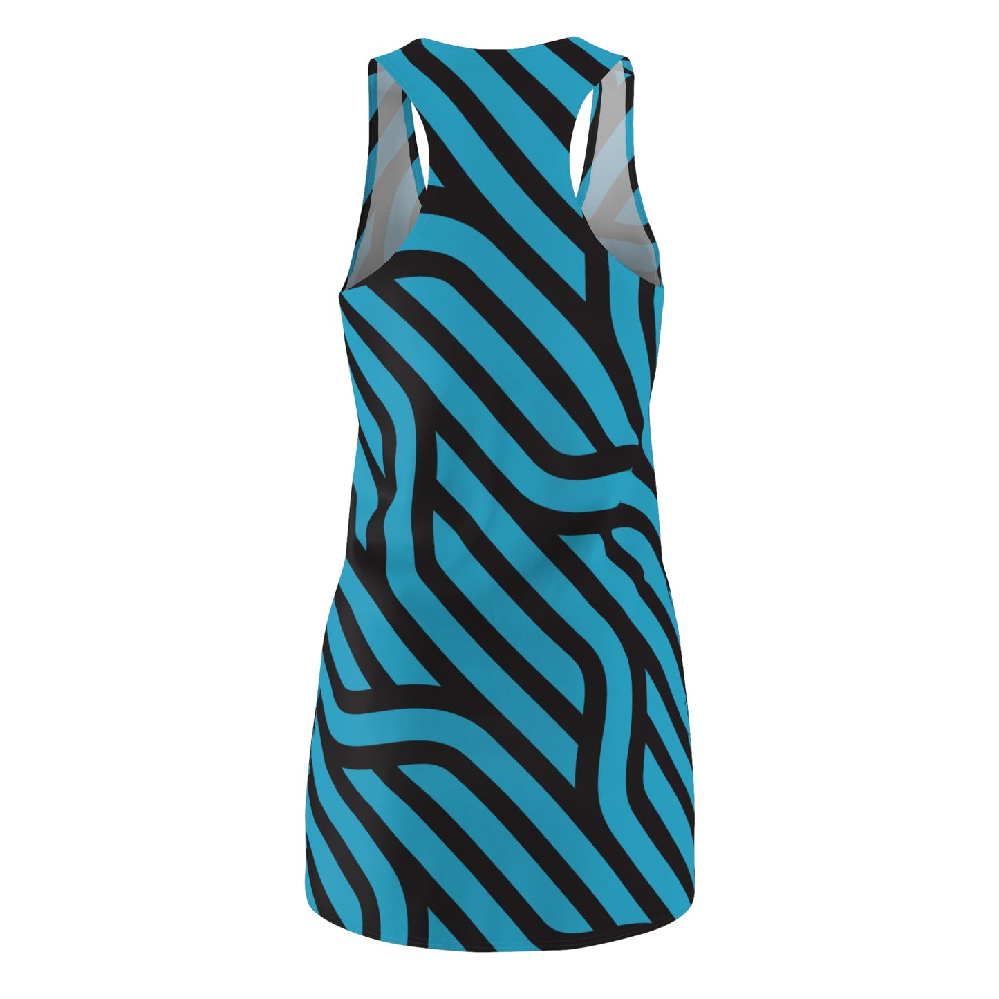 Schwarz Türkis Streifen Racerback Kleid – Modernes Sommerkleid
