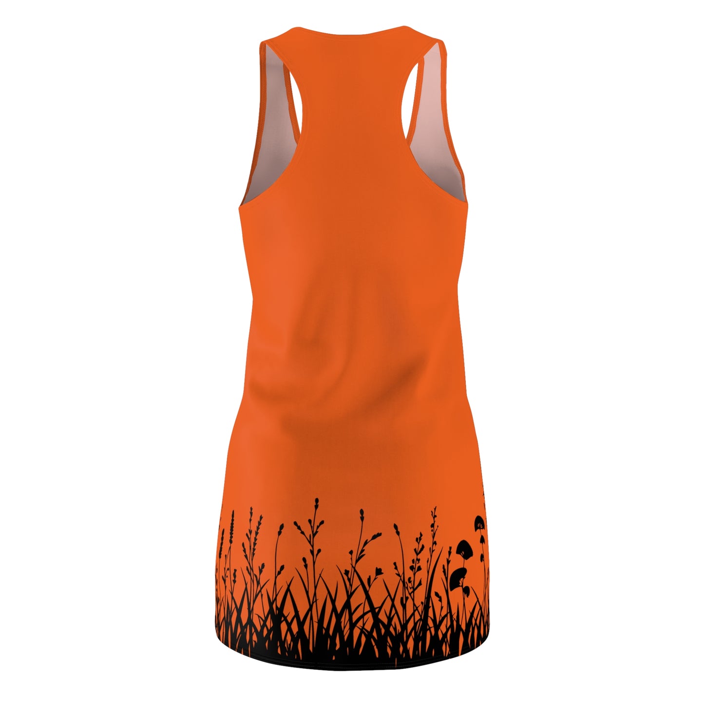 Orange Floral Silhouette Racerback Kleid – Elegantes Sommerkleid