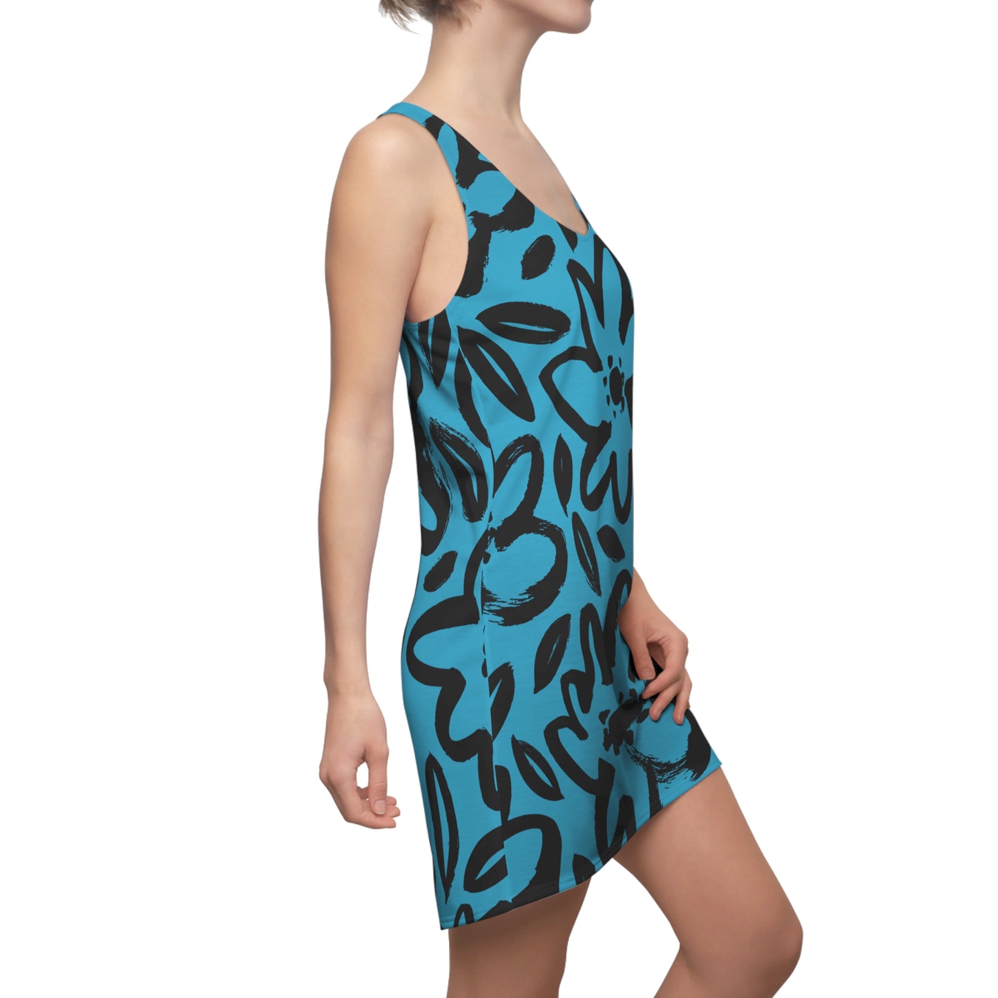 Racerback Kleid Damen Blumenmuster – Sommerkleid Strandkleid
