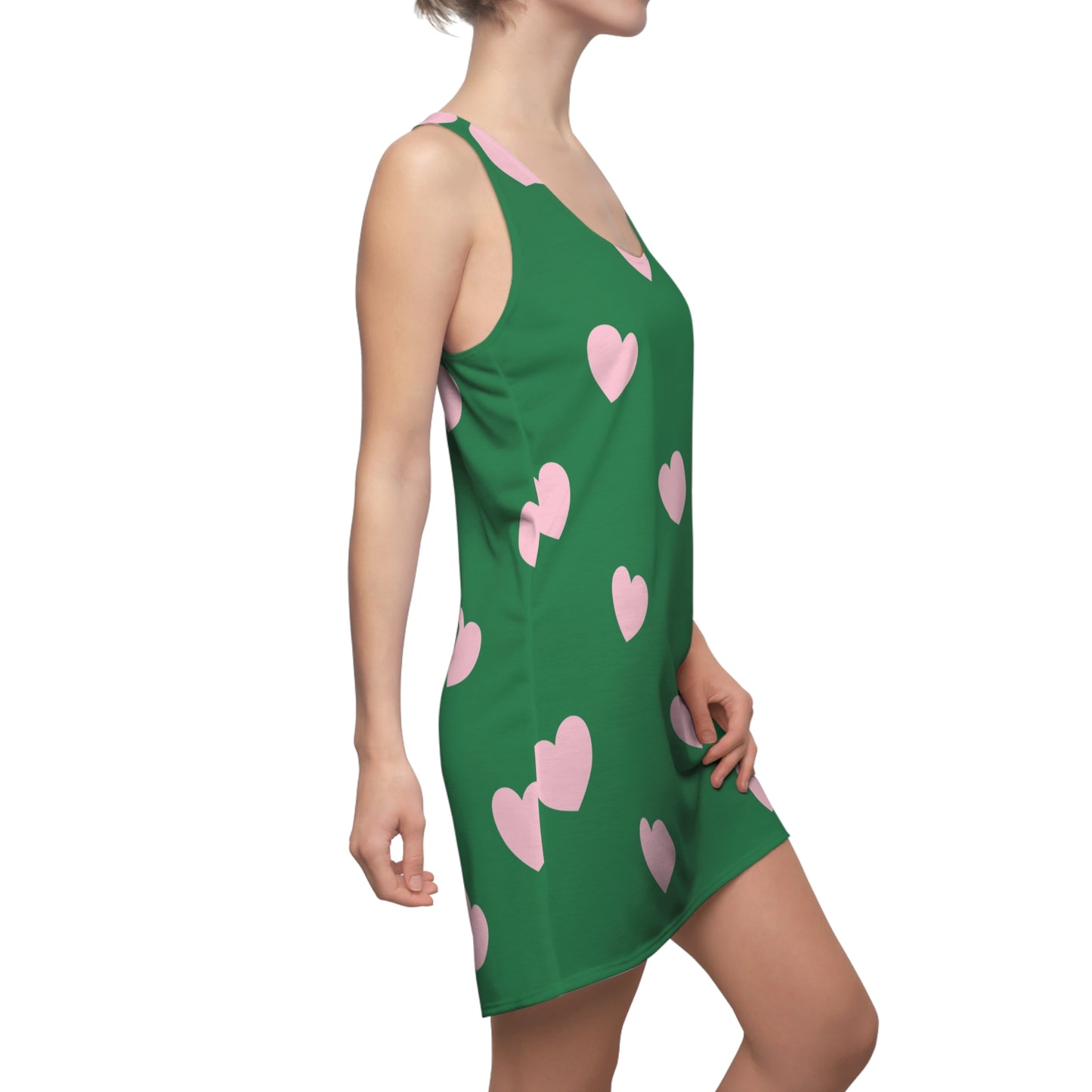 Rosa Herz Racerback Kleid – Romantisches Sommerkleid