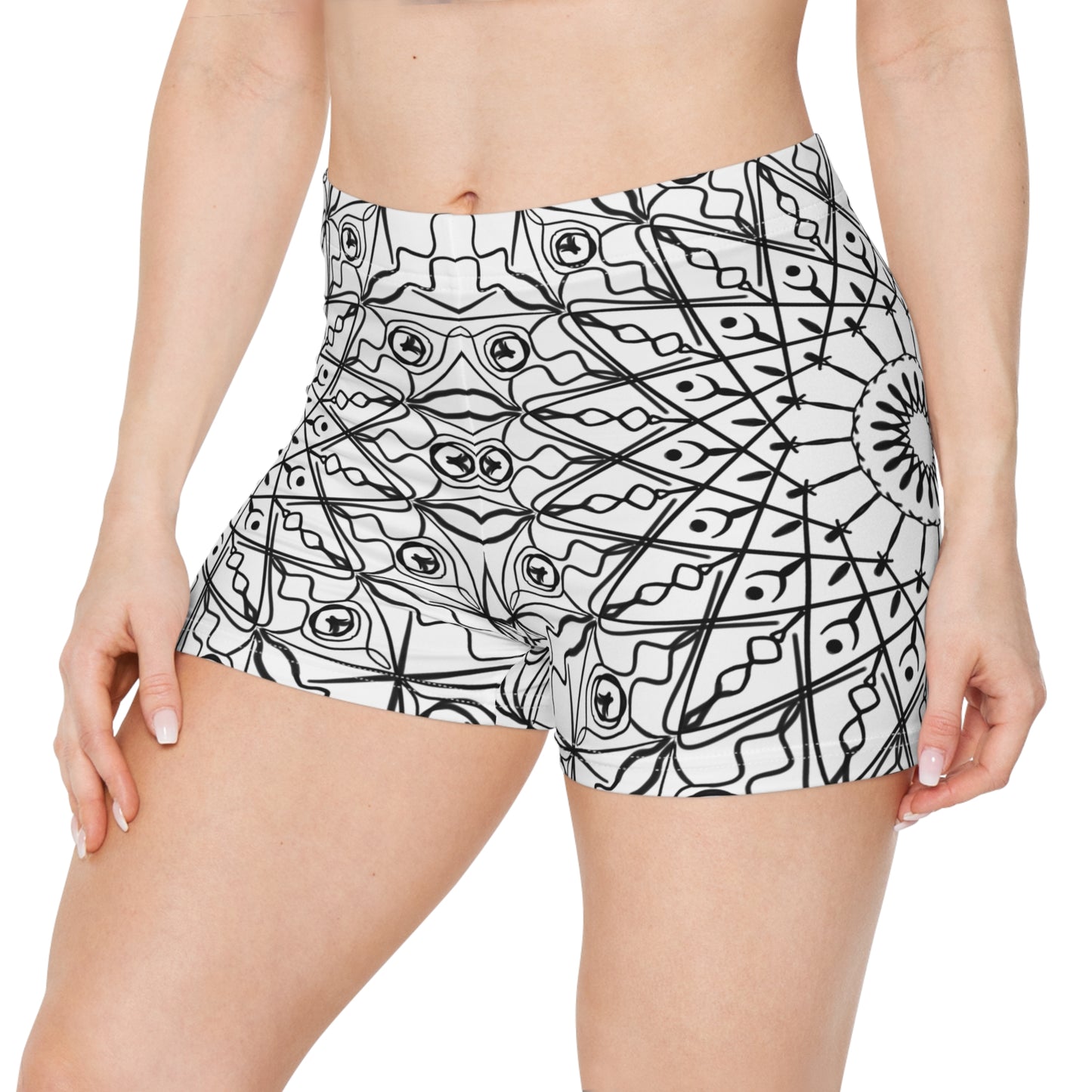 Damen Shorts Mandala Muster Stilvoll Sommer Freizeit Activewear