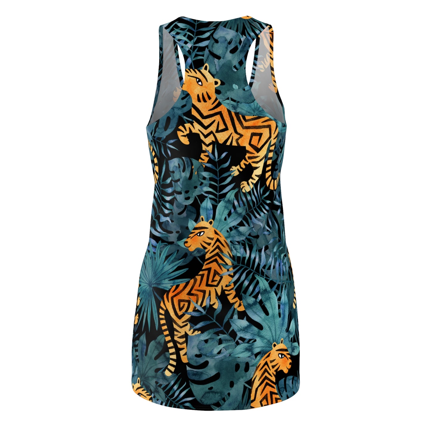 Schwarz Tropen Tiger Racerback Kleid – Exotisches Sommerkleid