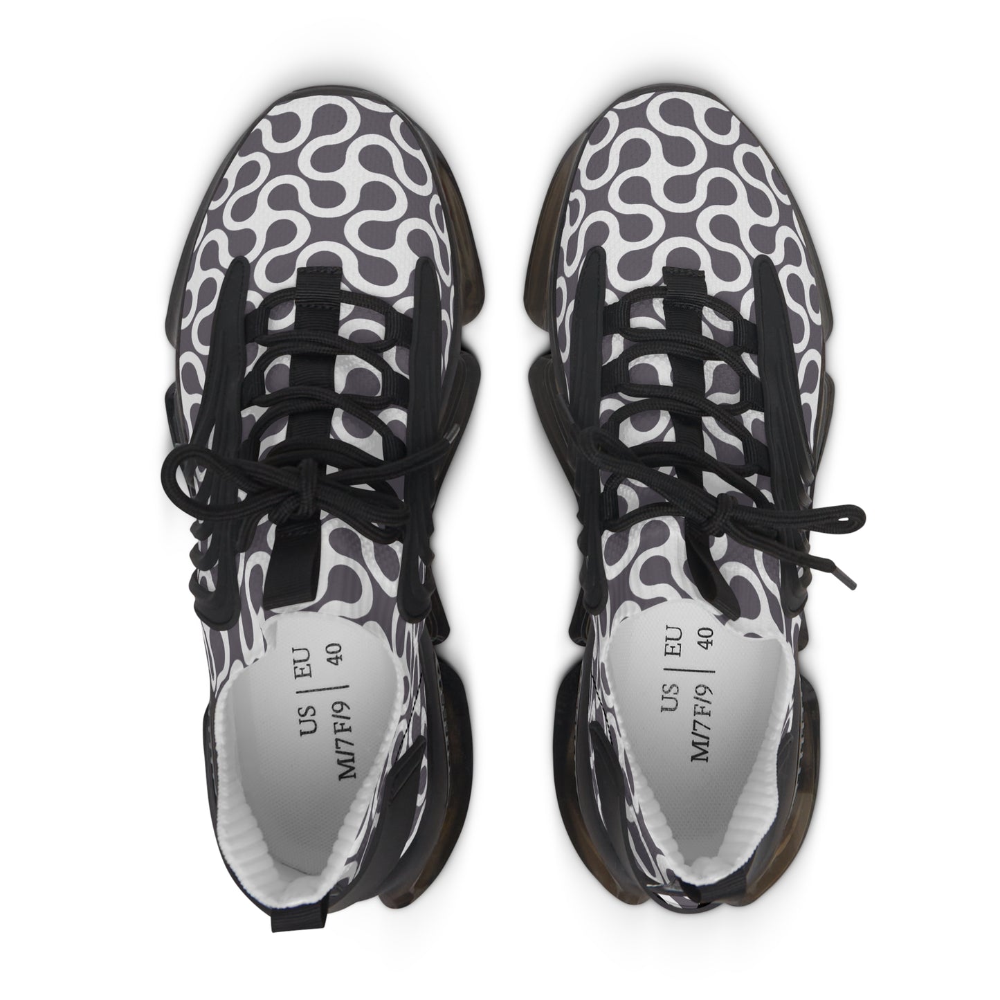 Damen Sneaker Schwarz Weiß Muster Mesh Atmungsaktiv Bequeme Schuhe