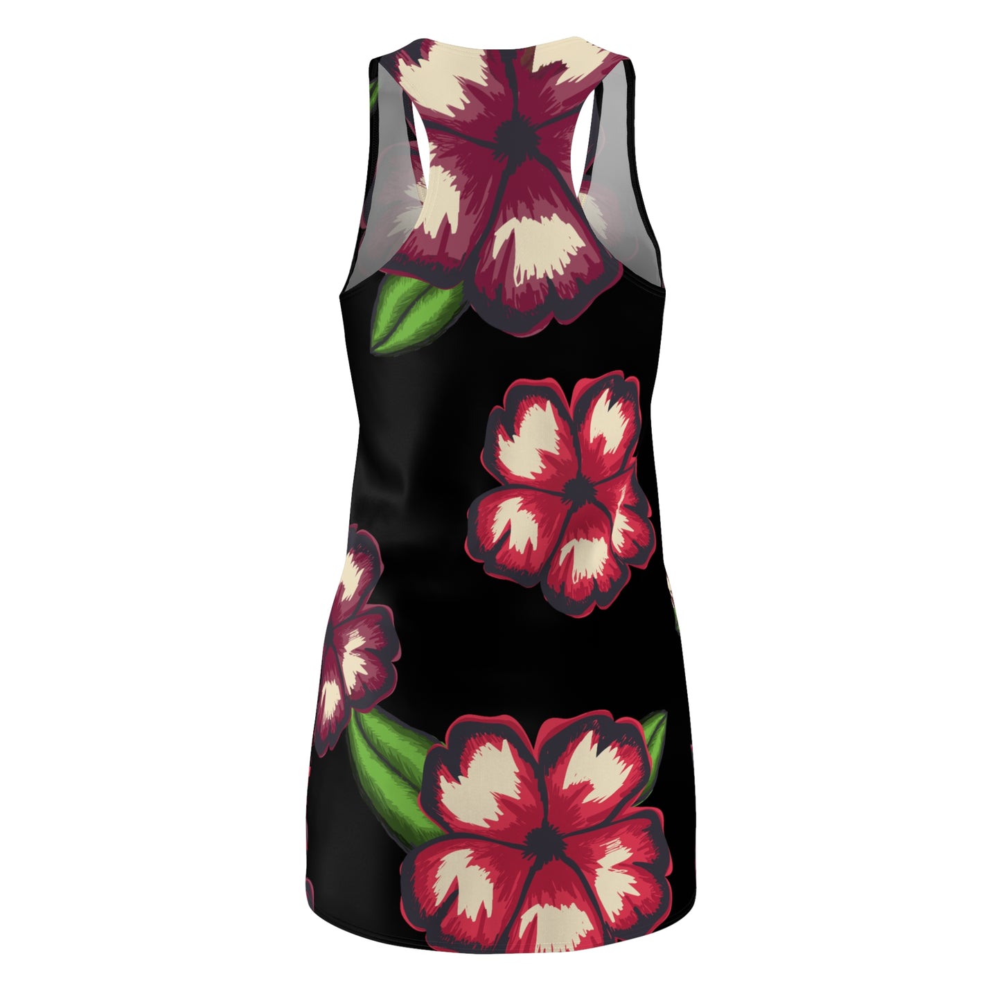 Schwarzes Hibiskus Racerback Kleid – Stylishes Sommerkleid