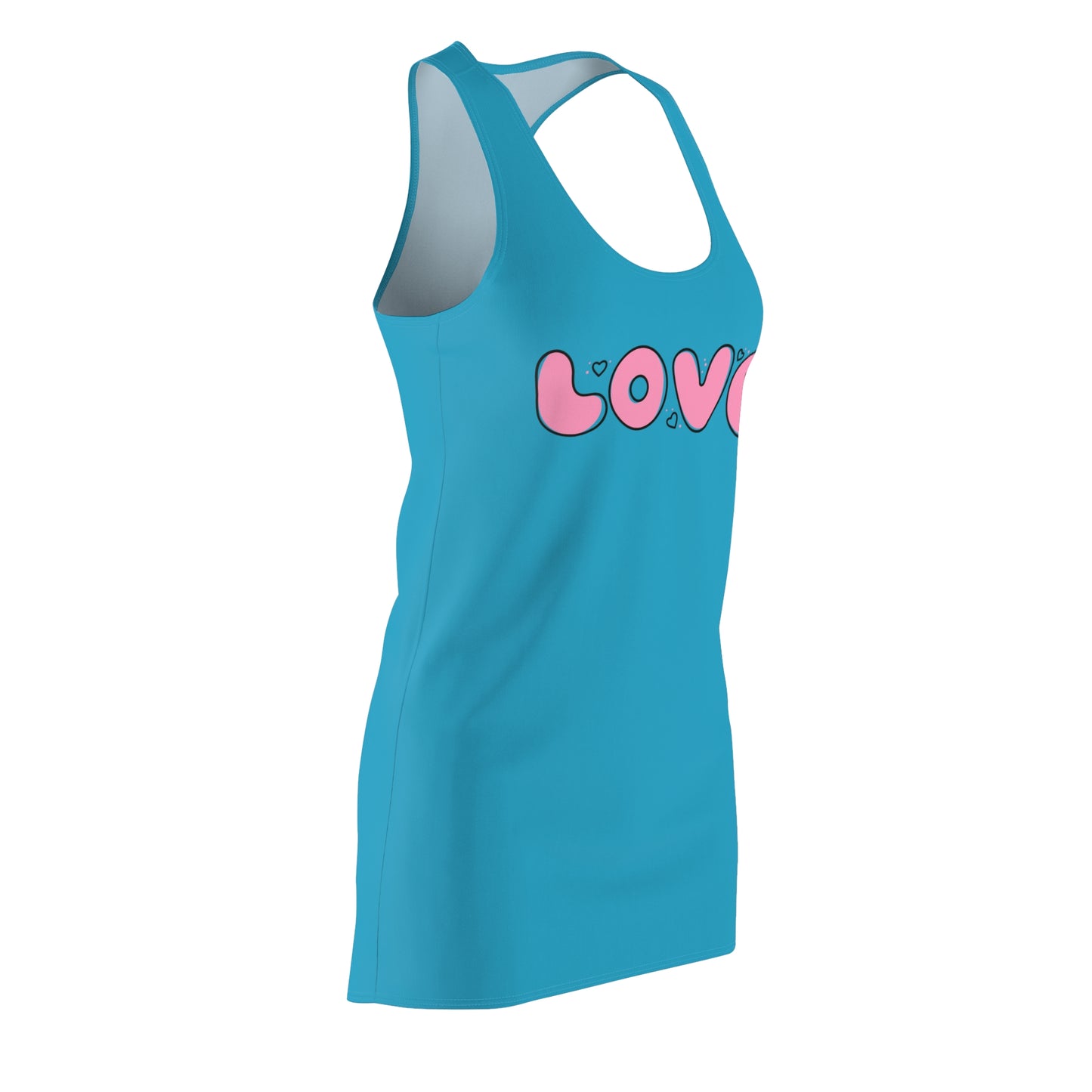 Love Pink Herz Racerback Kleid – Streetwear Damenmode in Türkis