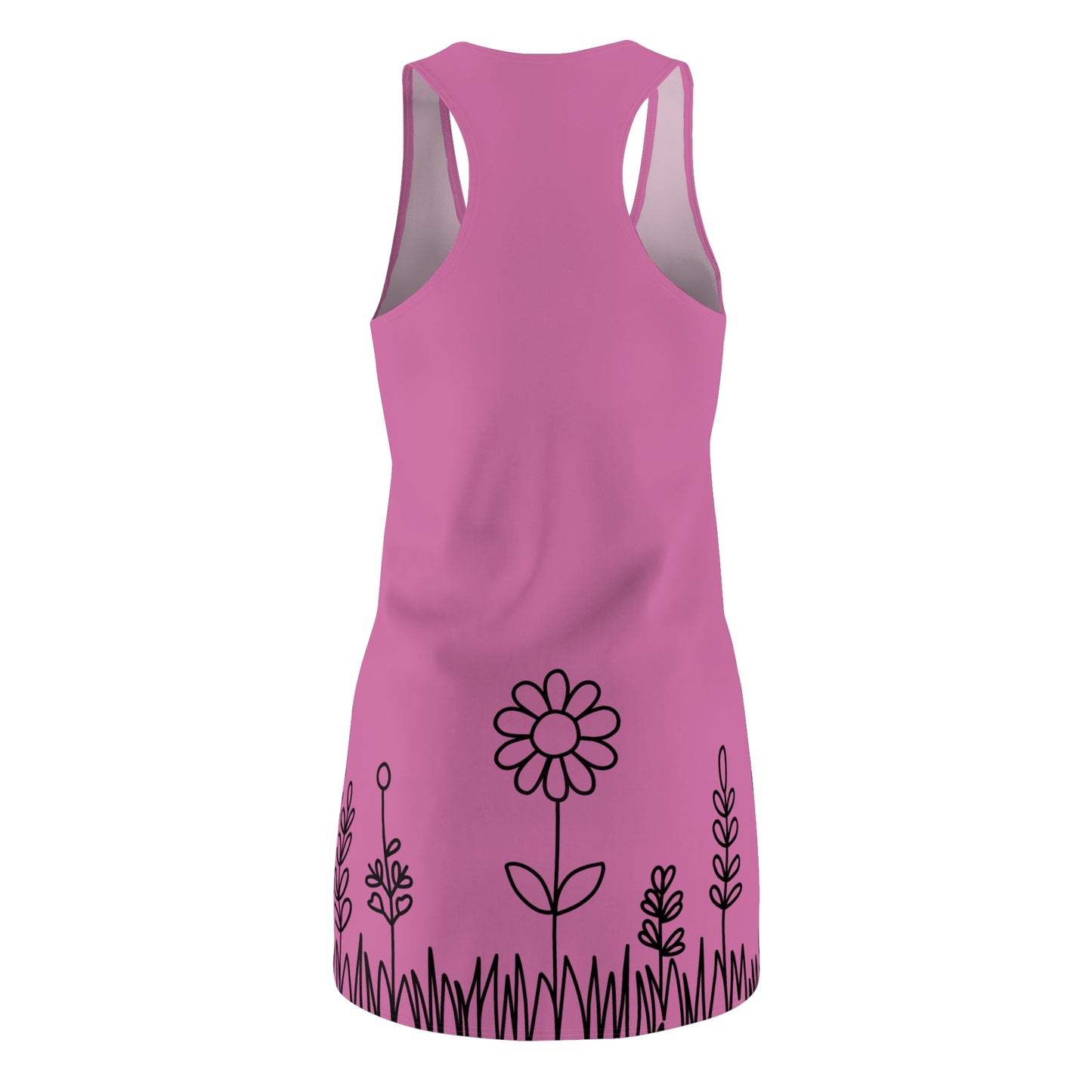 Rosa Blumen Racerback Kleid – Bequemes Sommerkleid