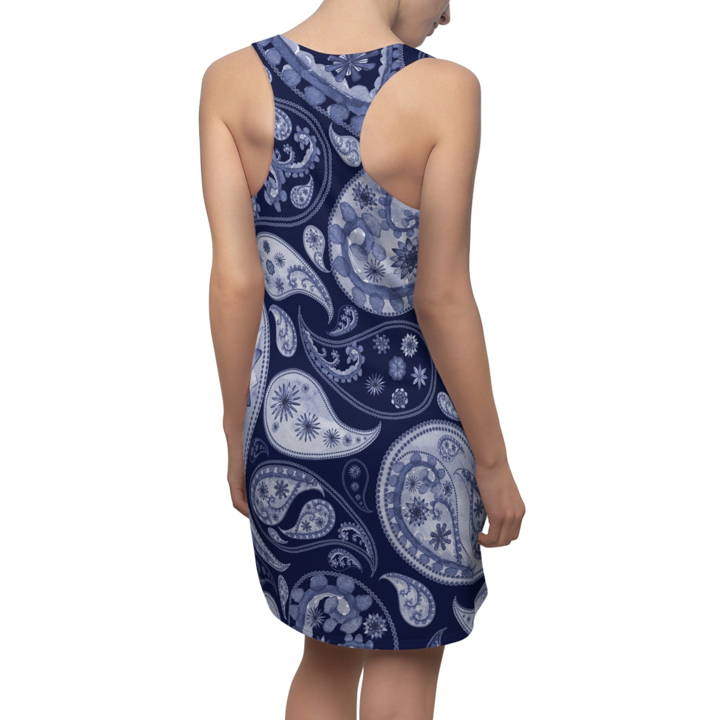 Dunkelblau Paisley Racerback Kleid – Maritim Sommerkleid