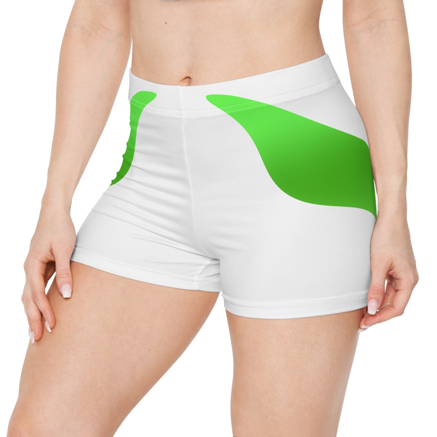 Damen Shorts Gruenes Muster Sportlich Activewear Sommer Fitness