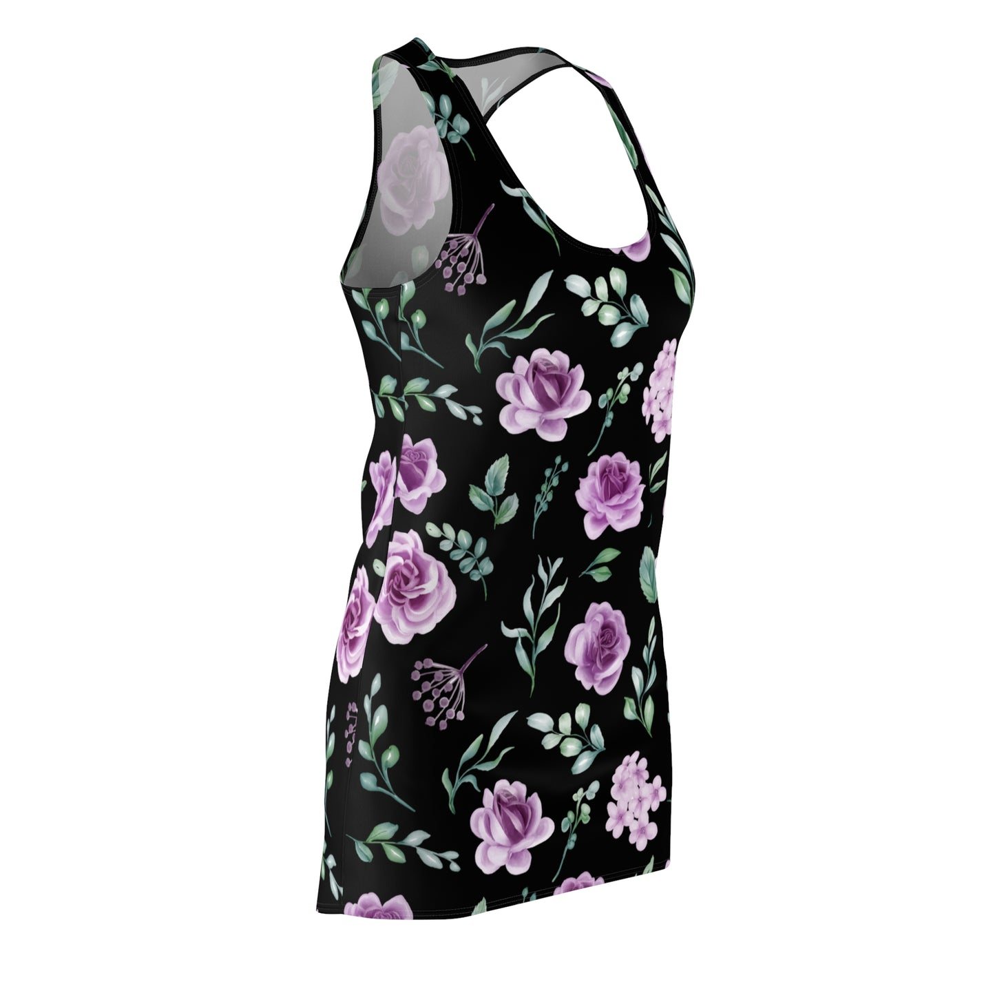 Schwarz Floral Racerback Kleid – Blumenkleid Sommer Damen