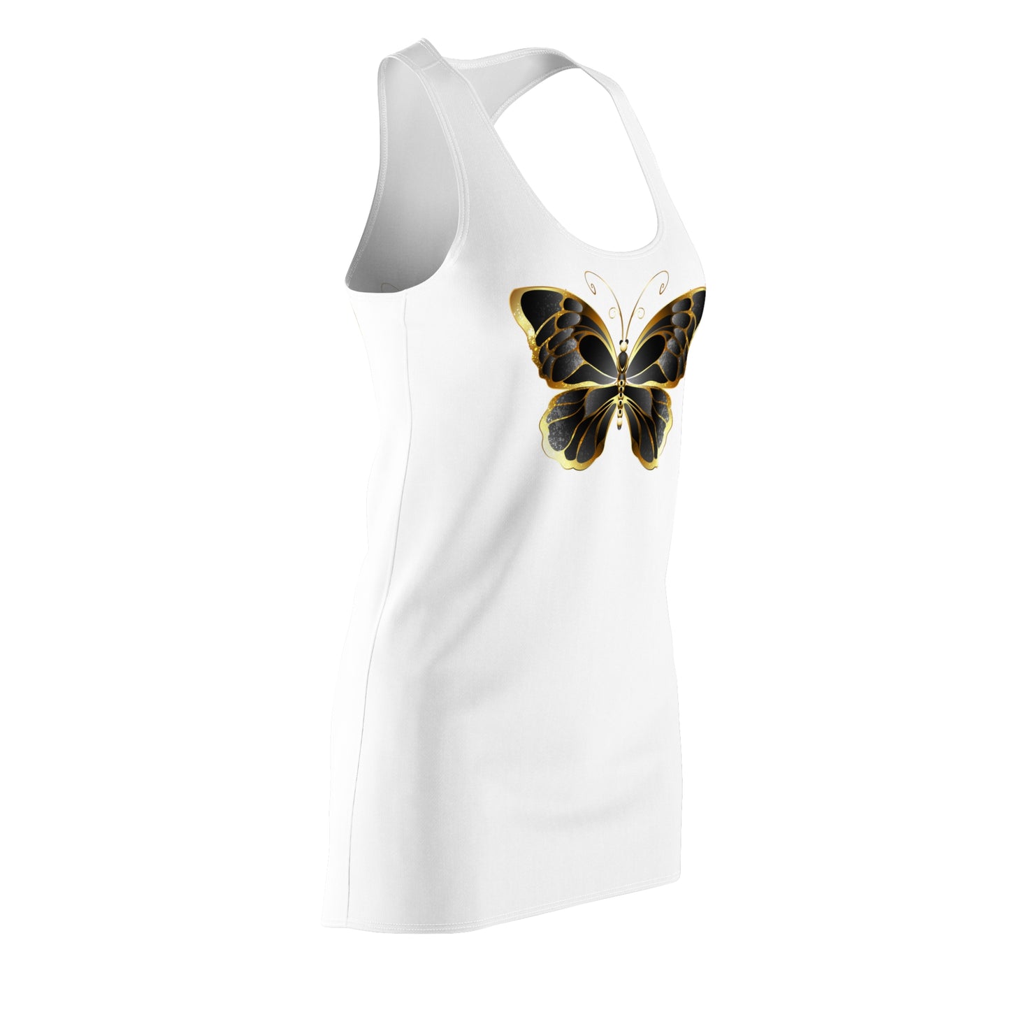 Schmetterling Racerback Kleid – Weißes Sommerkleid