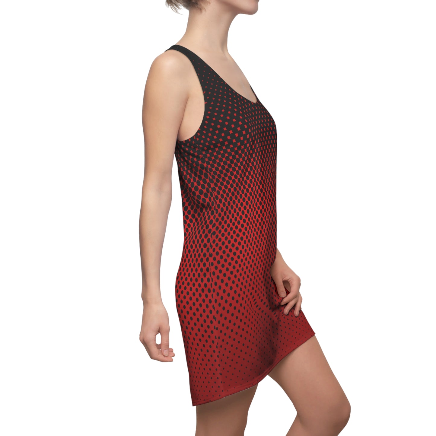 Racerback Damen Kleid Rot Modernes Muster Ärmellos Sommerlook