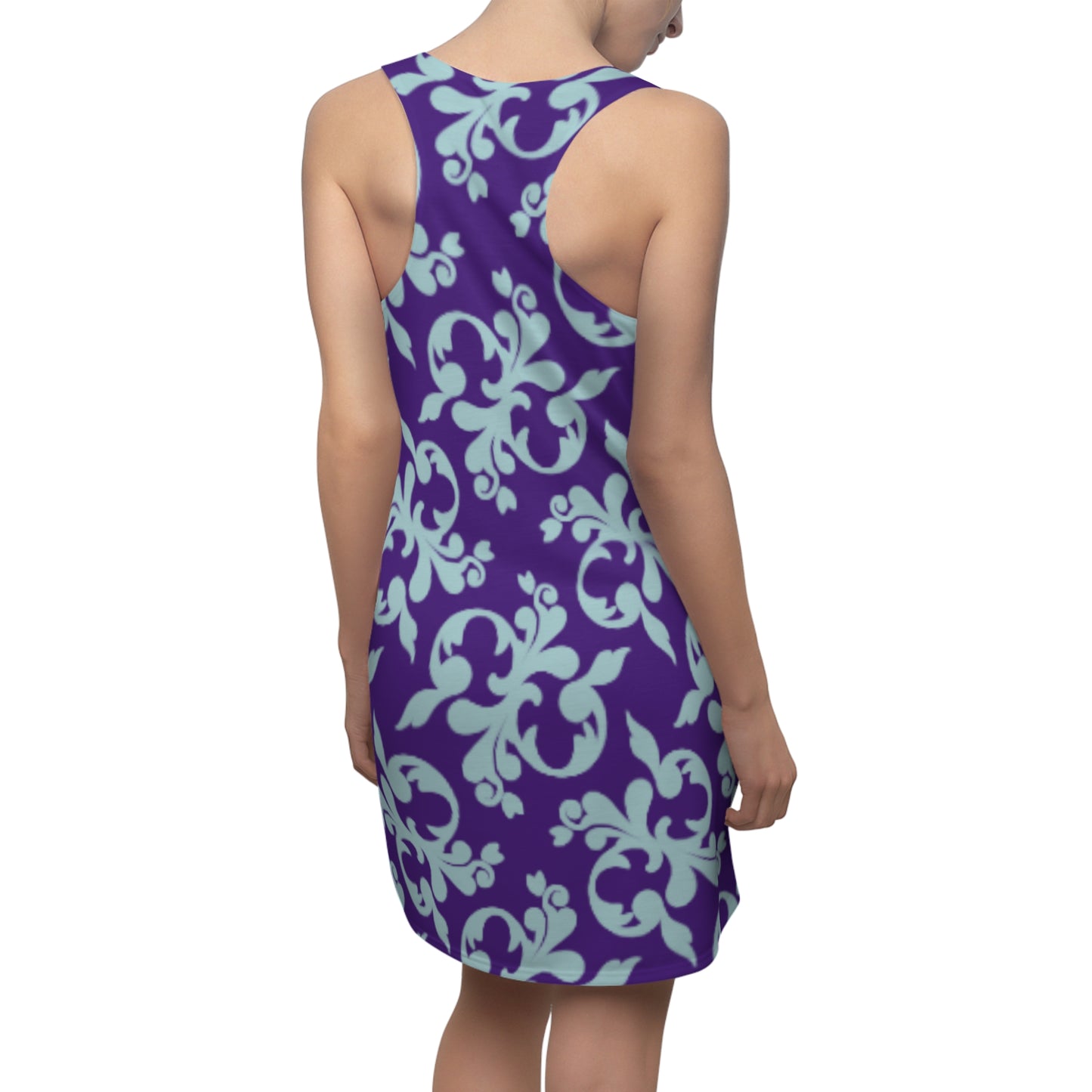 Lila Türkis Floral Racerback Kleid – Sommer Damenmode