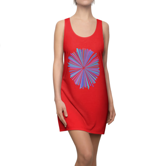 Rot Racerback Kleid mit Aquarell-Muster – Sommerkleid, elegant & leicht