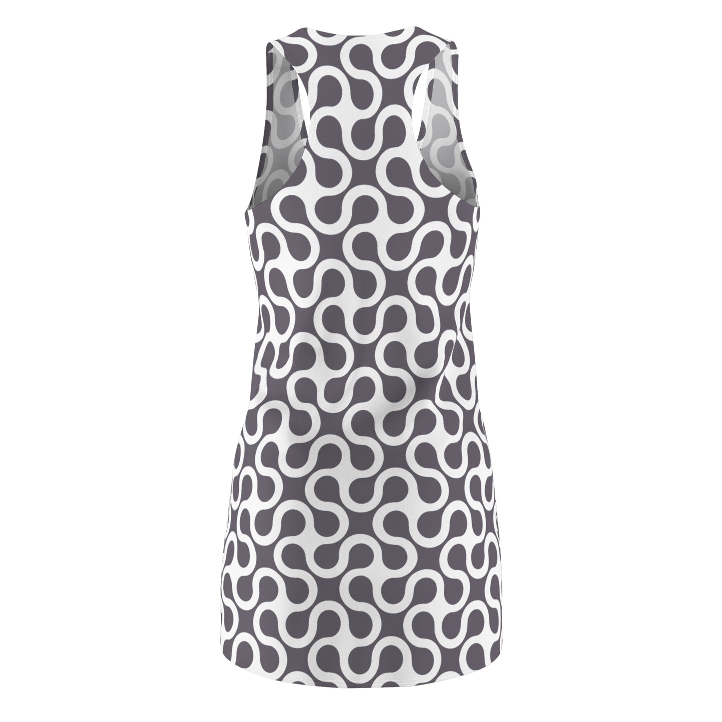 Damen Kleid Abstrakt Grau Weiss Racerback Sommer Casual