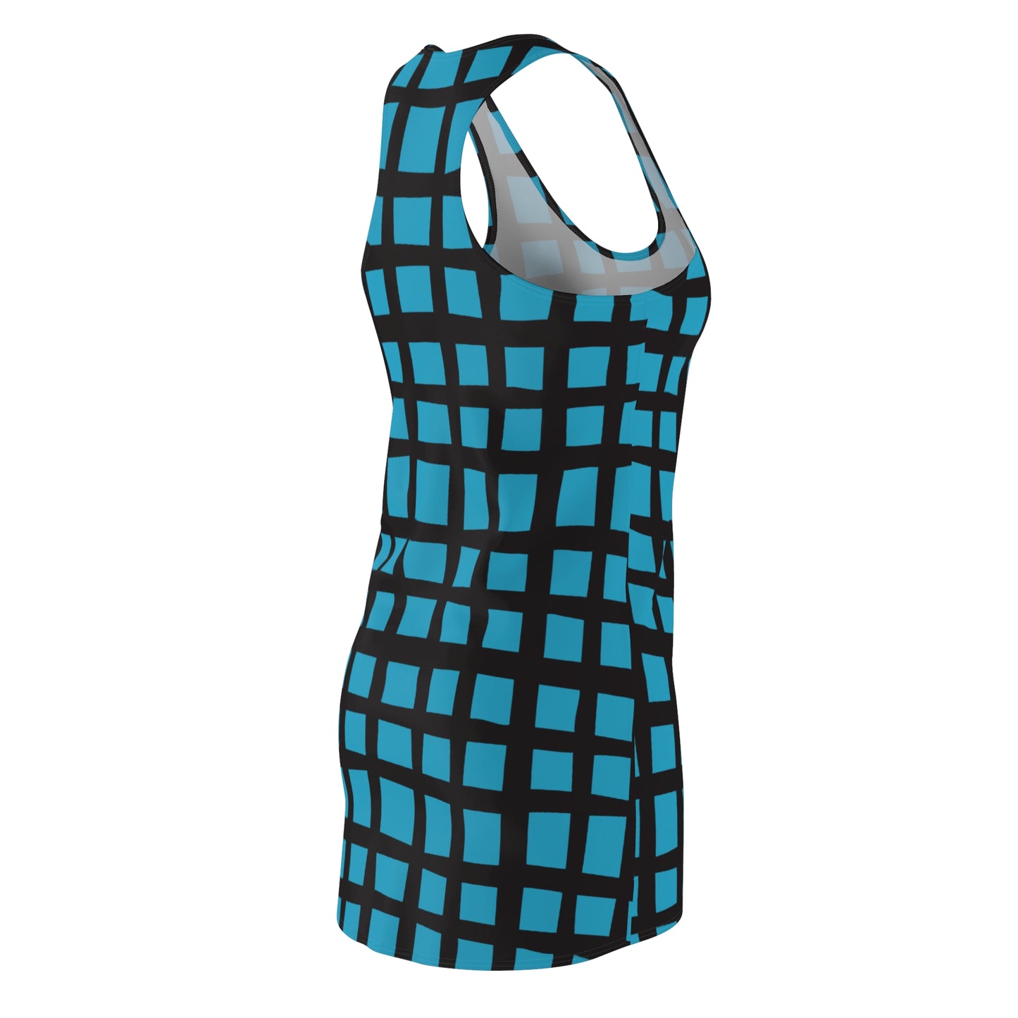 Türkis Grid Racerback Kleid – Moderner Sommerlook