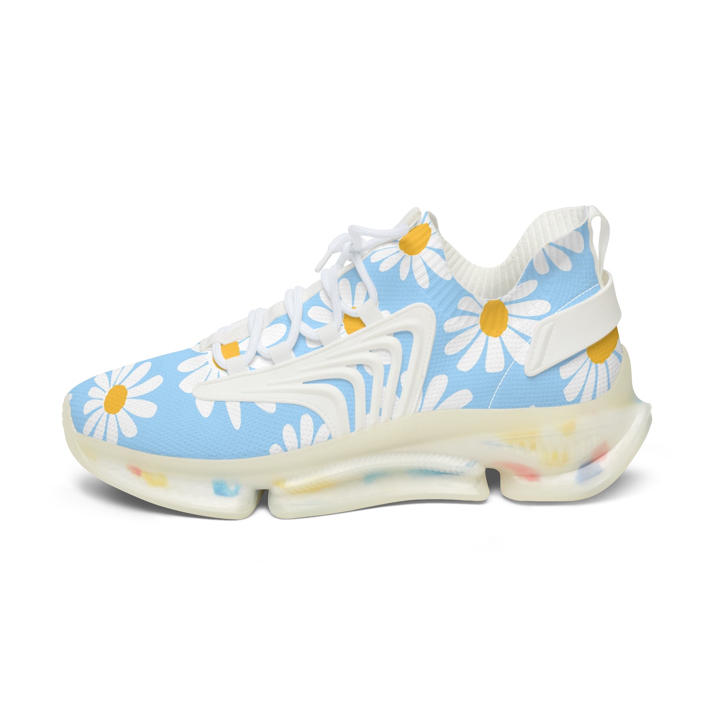 Blaue Damen Sneaker mit Blumenmuster – Stylische Sportschuhe