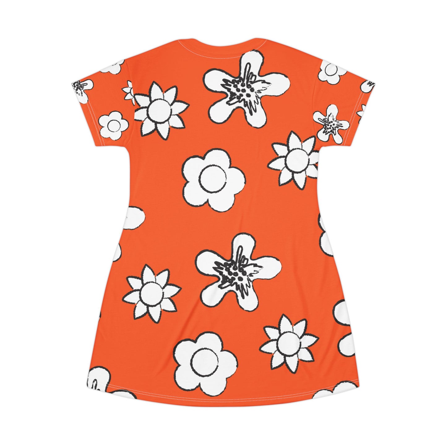 Oranges Damen Kleid Floral T-Shirt Sommer Boho Casual Premium