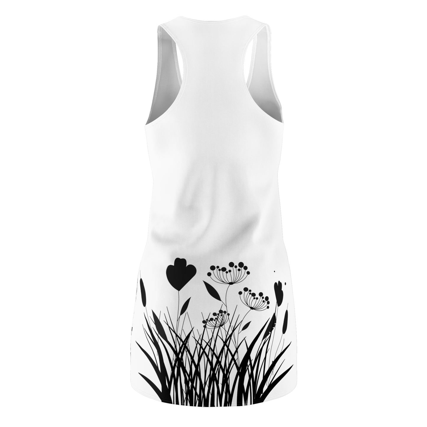 Schwarz Weiß Blumen Racerback Kleid – Elegantes Sommerkleid
