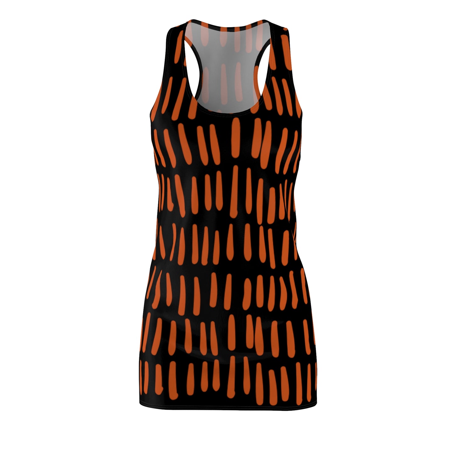 Schwarz Orange Boho Racerback Kleid – Modernes Sommerkleid