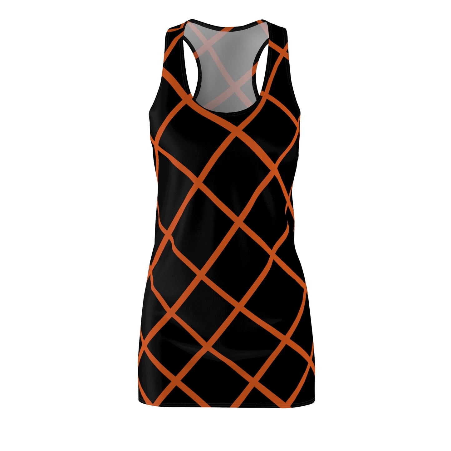 Schwarz Orange Karo Racerback Kleid – Elegantes Sommerkleid
