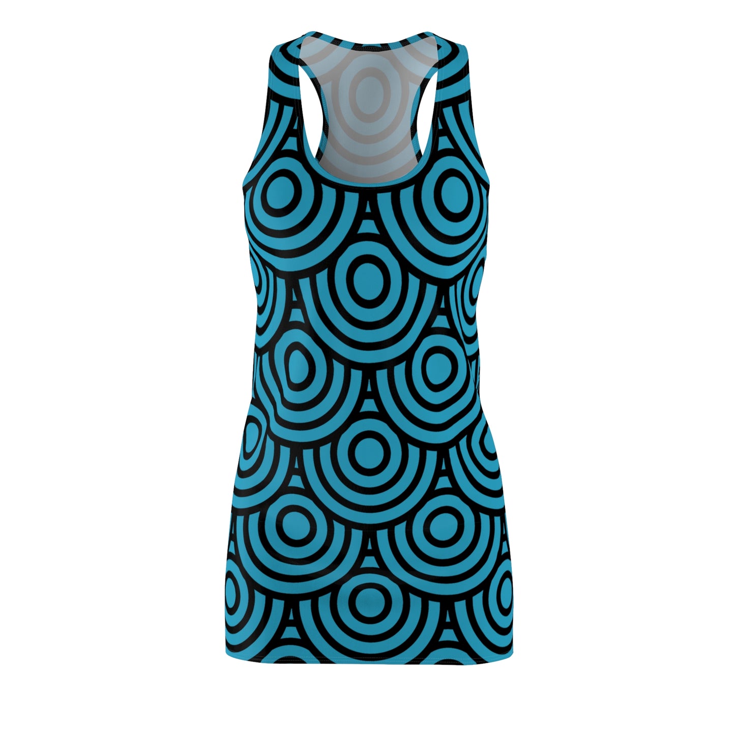 Türkises Kreis Muster Racerback Kleid – Modern & Stilvoll