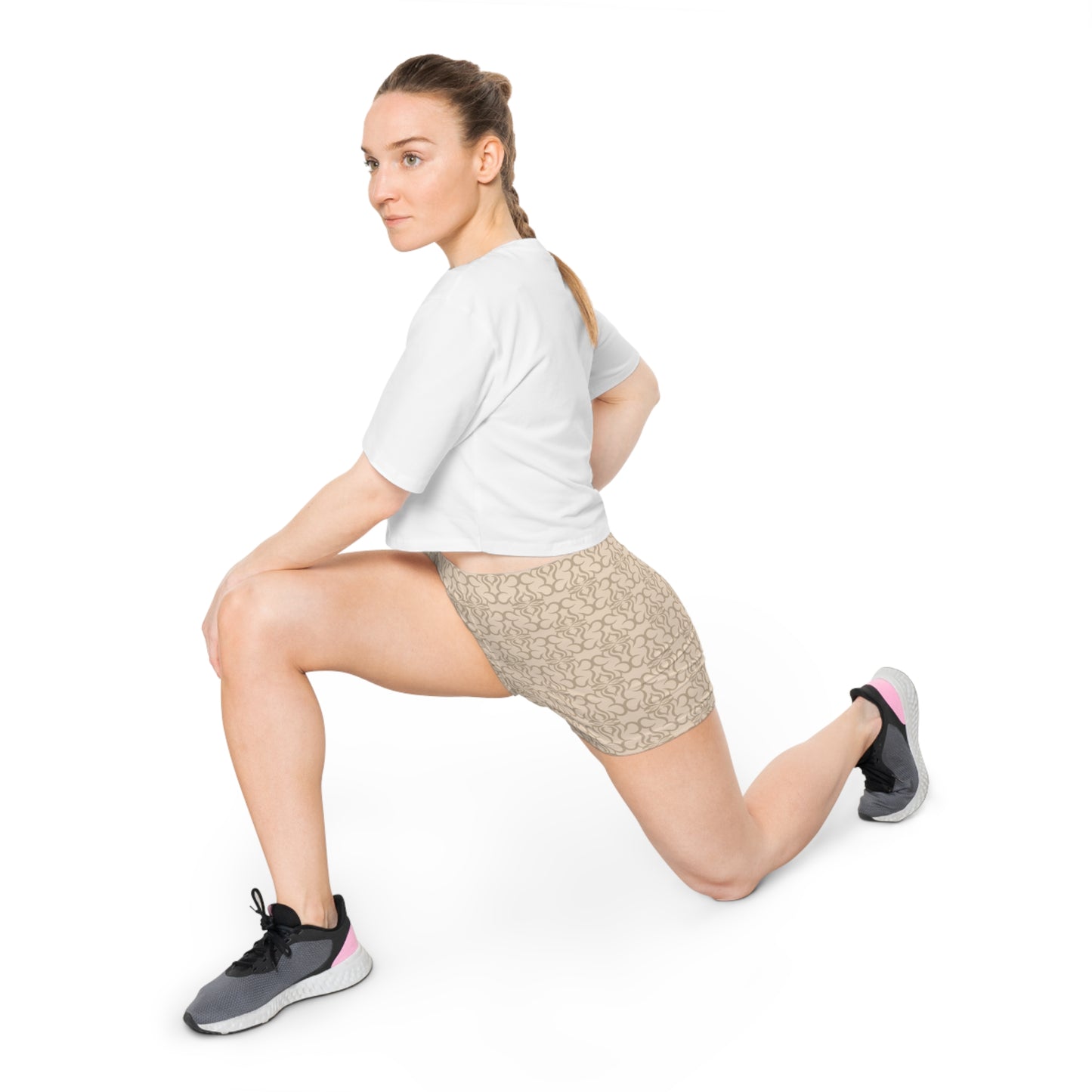 Damen Shorts Beige Muster Sport Freizeit Premium Activewear