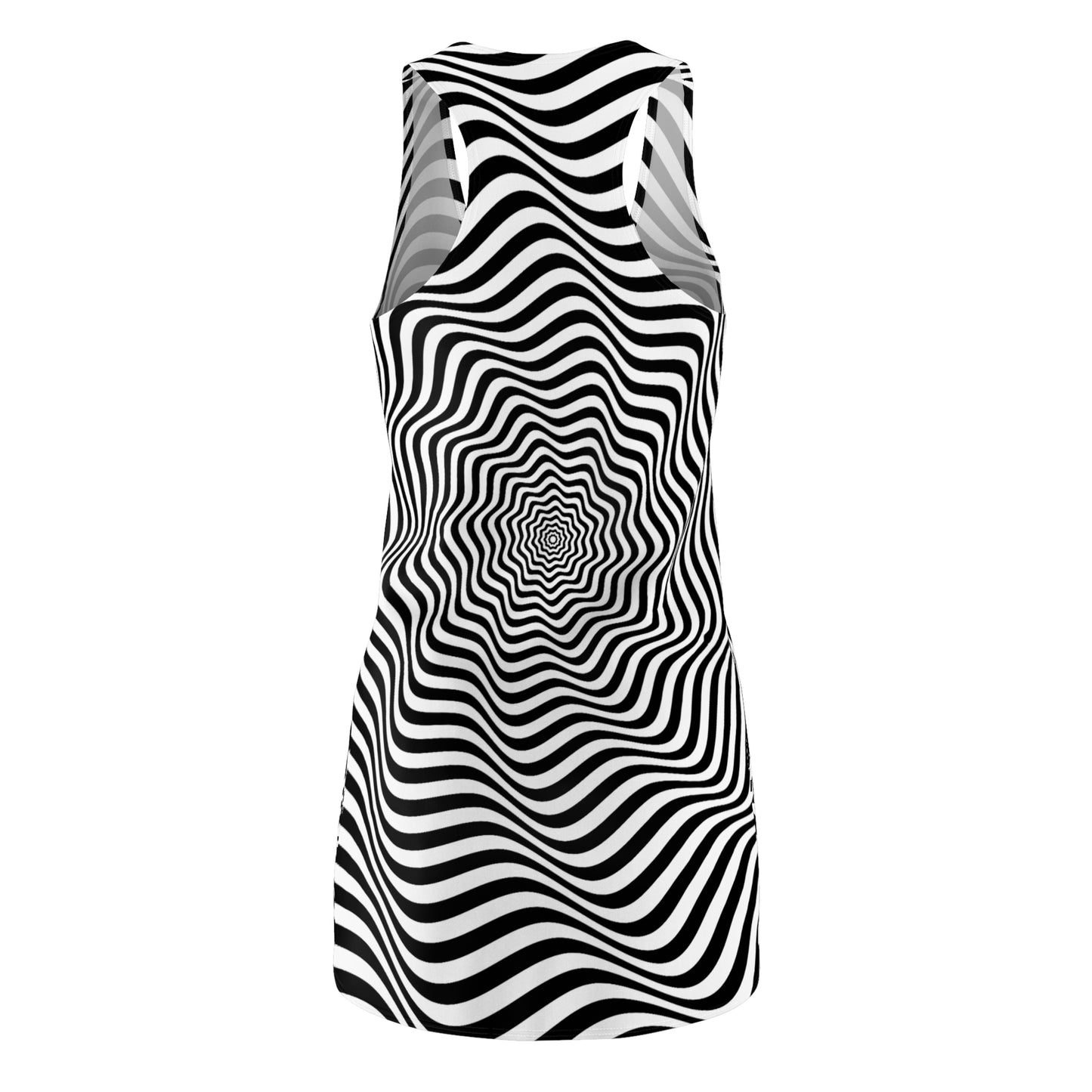Optical Illusion Racerback Kleid – Schwarz Weiß Design
