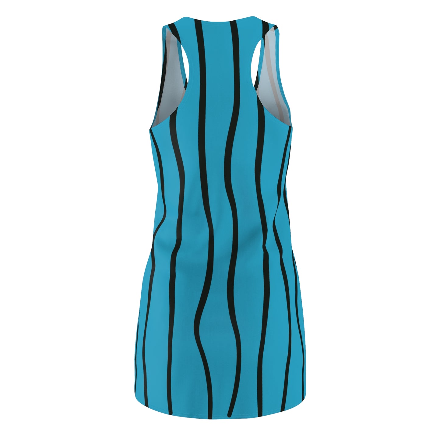 Türkis Schwarz Wellen Racerback Kleid – Modernes Sommerkleid