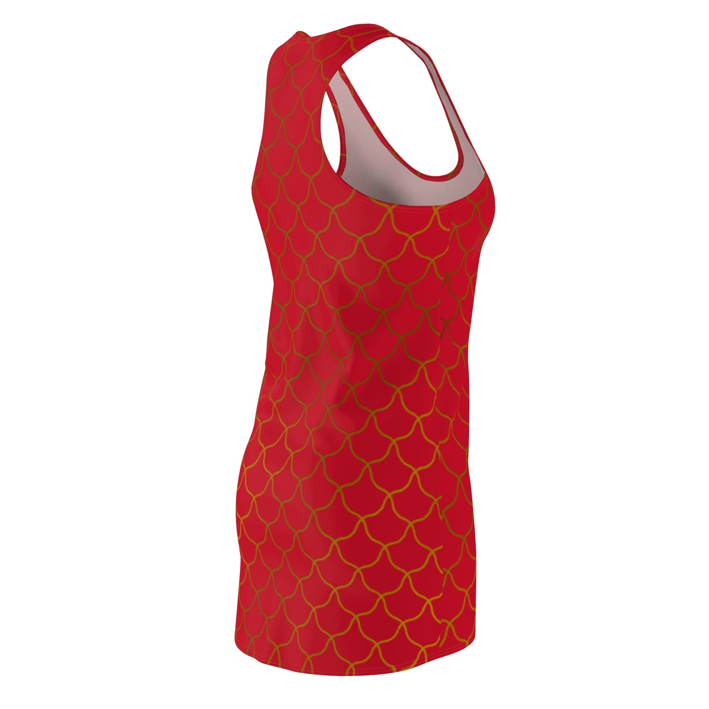 Luxury Racerback Dress mit Elegantem Goldmuster Red
