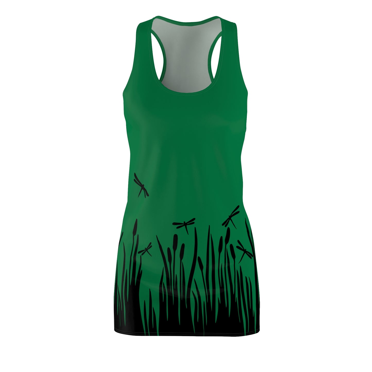 Dunkelgrünes Damen Kleid Libellen Design Racerback Sommer Freizeit Party