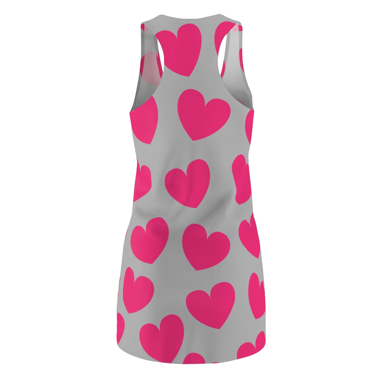 Graues Damen Kleid Pink Herz Print Racerback Sommer Casual