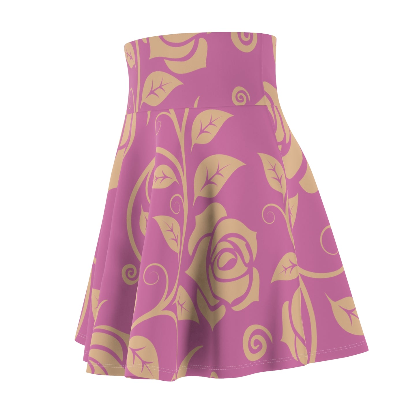 Rosaner Grüner Damen Rock Floral Skater Elegant Frühling Sommer Casual