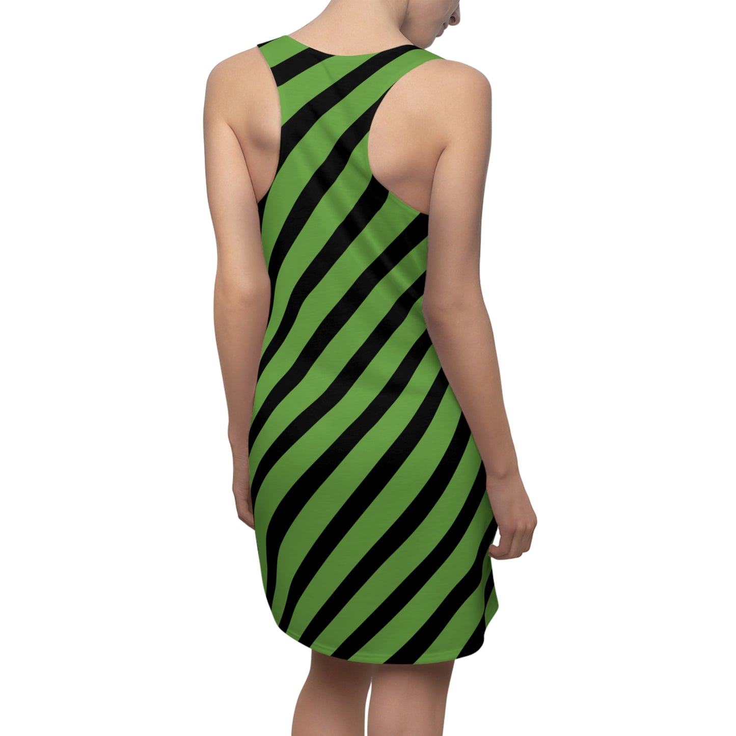 Streifen Racerback Kleid – Schwarz Grün Sommerkleid